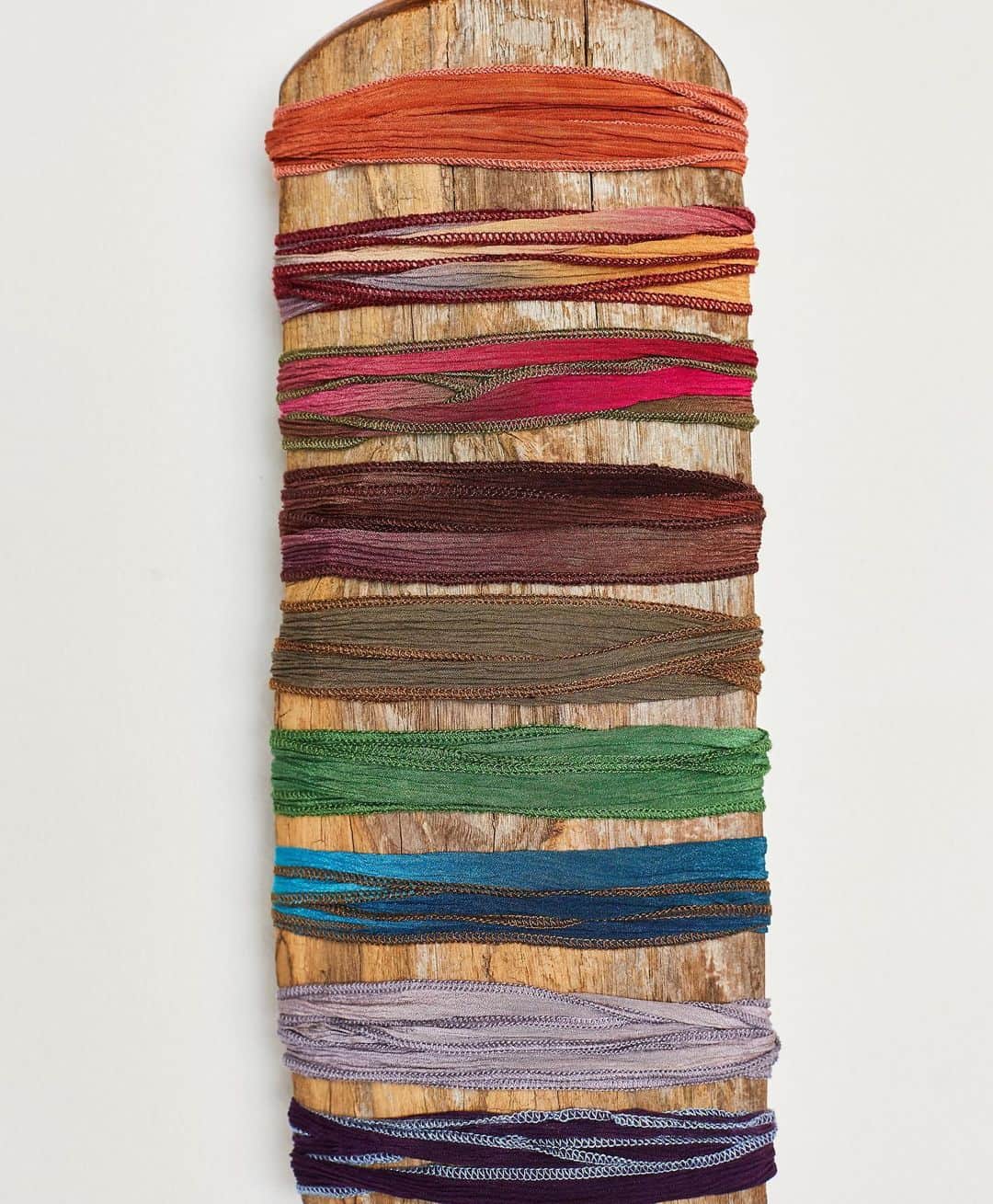 のインスタグラム：「New ribbons colors are in. 100% silk -made in USA. From the top : Terra-Luisa-Morgan-Chocolate Truffle- Olive- Emerald Green - Peru - Dove - Eggplant . Often copied never duplicated #shoplocal #supportsmallbusiness #nearyou #layering #goodluckcharm #luckycharm #journey #bracelets #jewerly #jewelryasnedecinecm」