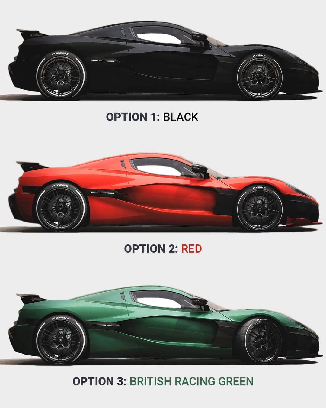 ニコ・ロズベルグのインスタグラム：「Which colour would you choose? 👇 Help me customising my New 100% Electric Hypercar ⚡   Full Rimac C_Two Customisation video on my YouTube channel – link in BIO!」