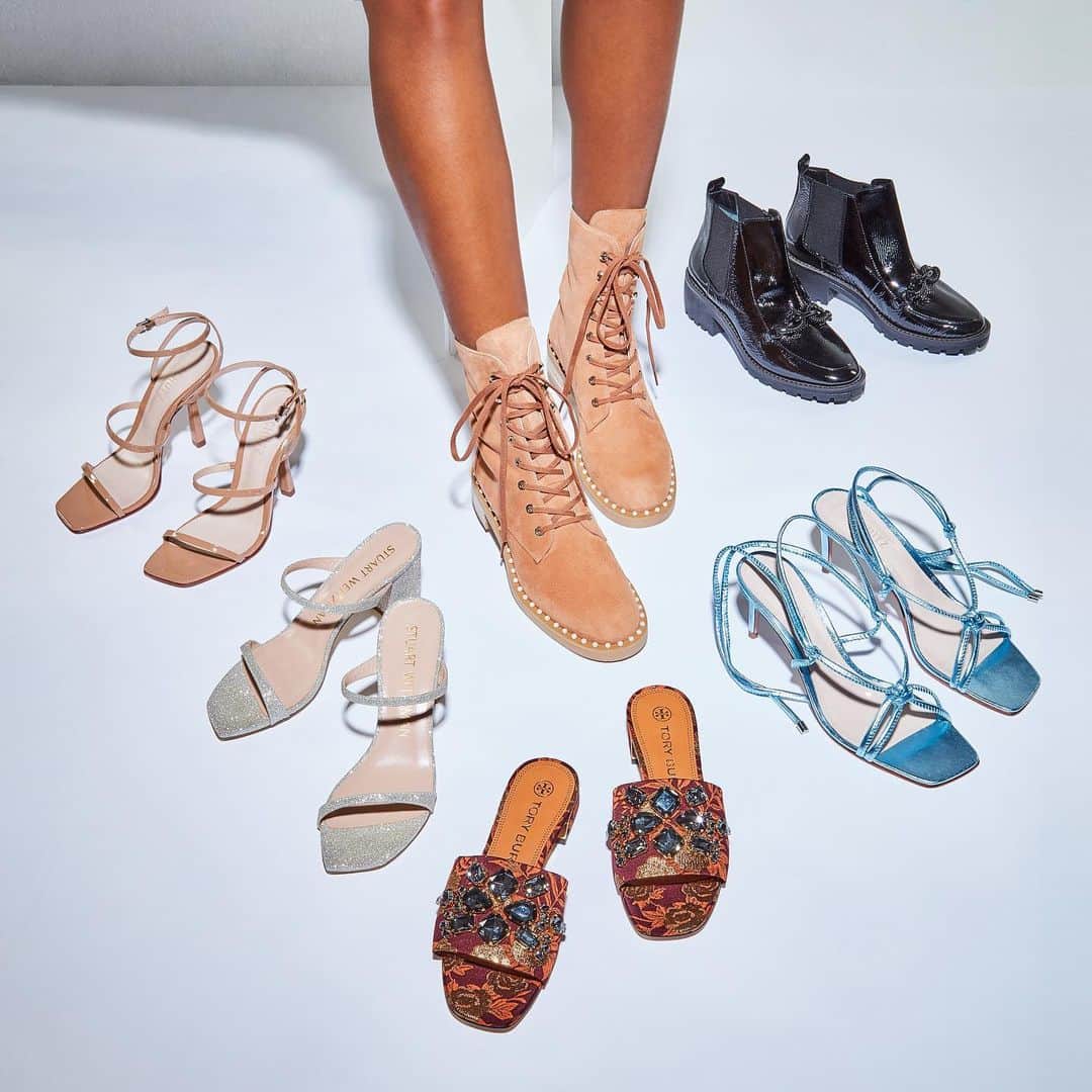 Saks Fifth Avenueのインスタグラム：「Step right up and take your pick. From just-landed slides and strappy heels to combat boots, there’s a perfect shoe for every day of the week. #10022SHOE」