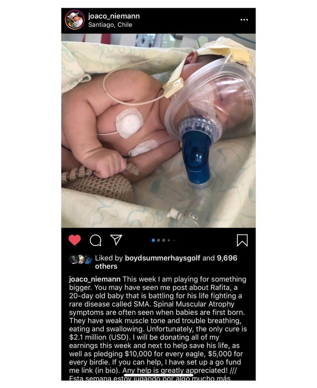 リッキー・ファウラーのインスタグラム：「@joaco_niemann doing great things...let’s help Joaco reach his goal...he has set up a go fund me with the link in his bio...anything helps🙏」