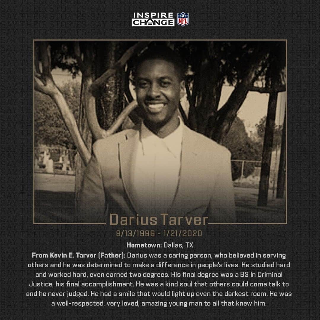 NFLさんのインスタグラム写真 - (NFLInstagram)「Say His Name: Darius Tarver #SayTheirStories」11月22日 1時00分 - nfl