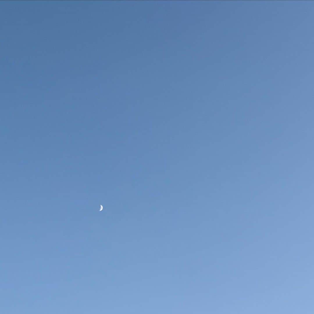 花盛友里のインスタグラム：「月と青空。」