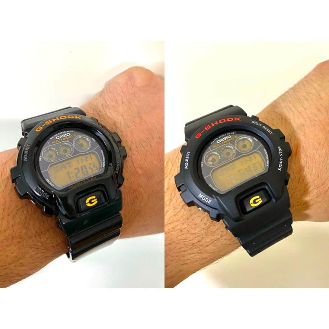のインスタグラム：「お気に入りのG-SHOCK(左側)が年季入りまくって全体的にボロボロになってきてしまったので、初めて自分でベゼルとベルトを交換してみました！元のツヤ有りからマットなものになりベゼルの文字も赤と白で新鮮で新品同様の見た目…且、元のオレンジ「G」はそのままなのでオリジナリティある仕様になってとても満足です✨コスパも良いし…！上手くいって良かった😌💦まだまだ使っていきます⌚︎  #gshock #custom」