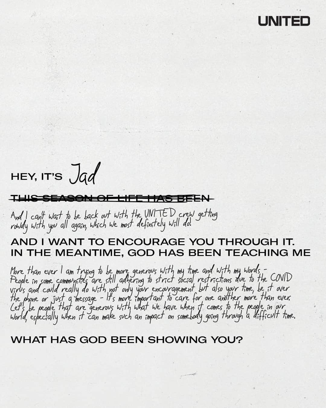 ユナイテッドのインスタグラム：「In the meantime..... a note from @jadgillies1」