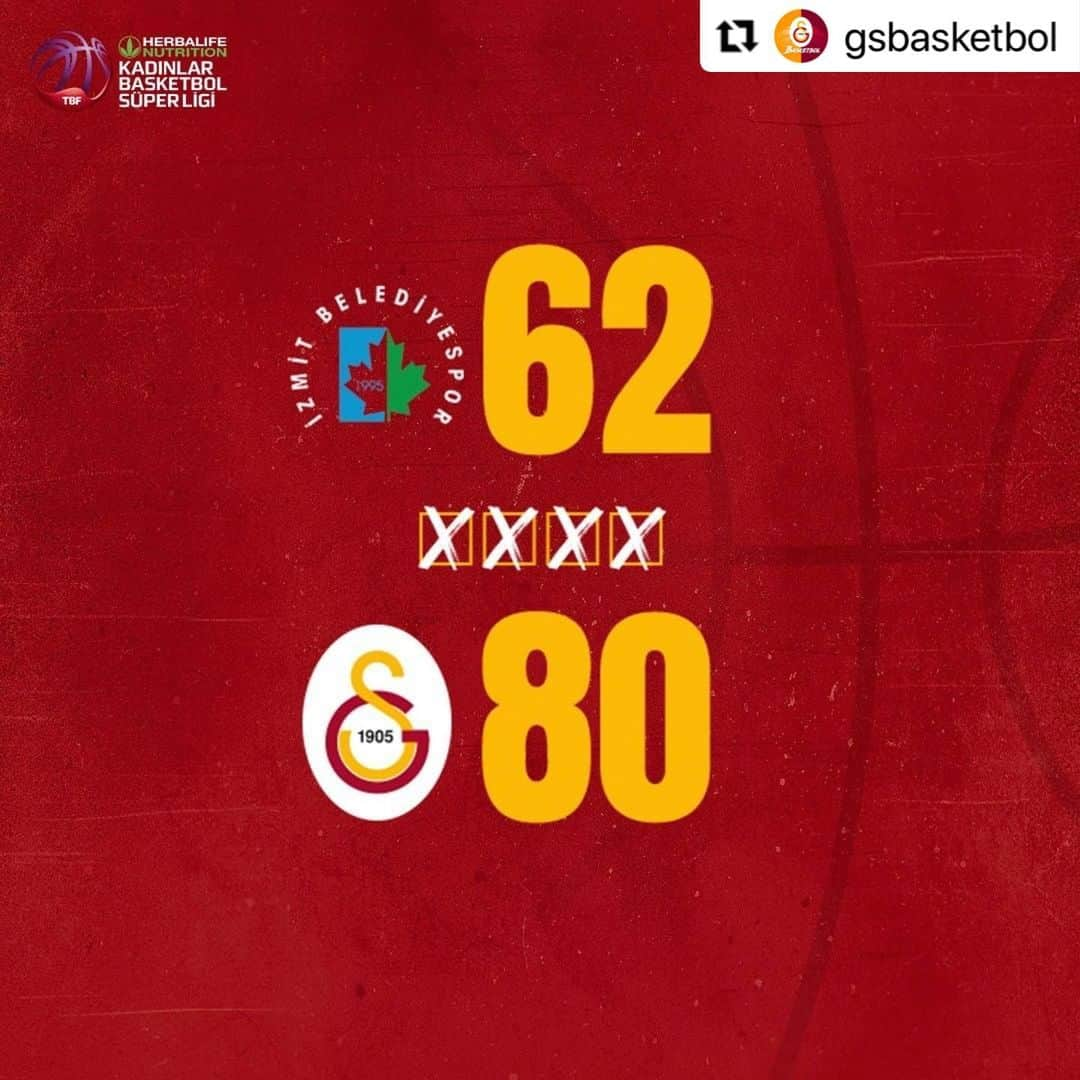 ガラタサライSKさんのインスタグラム写真 - (ガラタサライSKInstagram)「Herbalife Nutrition KBSL 9. Hafta  Maç sonucu  İzmit Belediyespor 62 - 80 #Galatasaray  Tebrikler #SarayınSultanları! 🟡🔴👑」11月21日 22時53分 - galatasaray