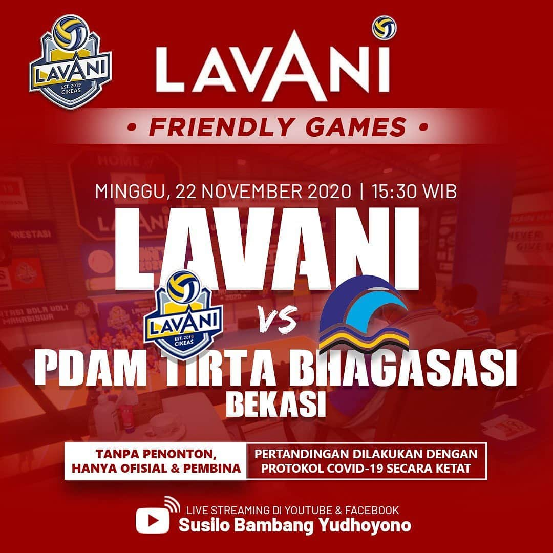 アニ・ユドヨノさんのインスタグラム写真 - (アニ・ユドヨノInstagram)「Mengakhiri weekend ini, akan ditutup dengan pertandingan "LavAni Friendly Games" yang mempertemukan tim bola voli LavAni melawan tim tangguh, PDAM Tirta Bhagasasi Bekasi pada hari Minggu, 22 November 2020 Pkl. 15.30 WIB.   Komposisi pemain kedua tim cukup tangguh sehingga jangan lewatkan pertandingan yang akan disiarkan secara live di akun Youtube & Facebook "Susilo Bambang Yudhoyono" pukul 15.30 WIB. Selamat Menyaksikan...」11月21日 23時16分 - aniyudhoyono