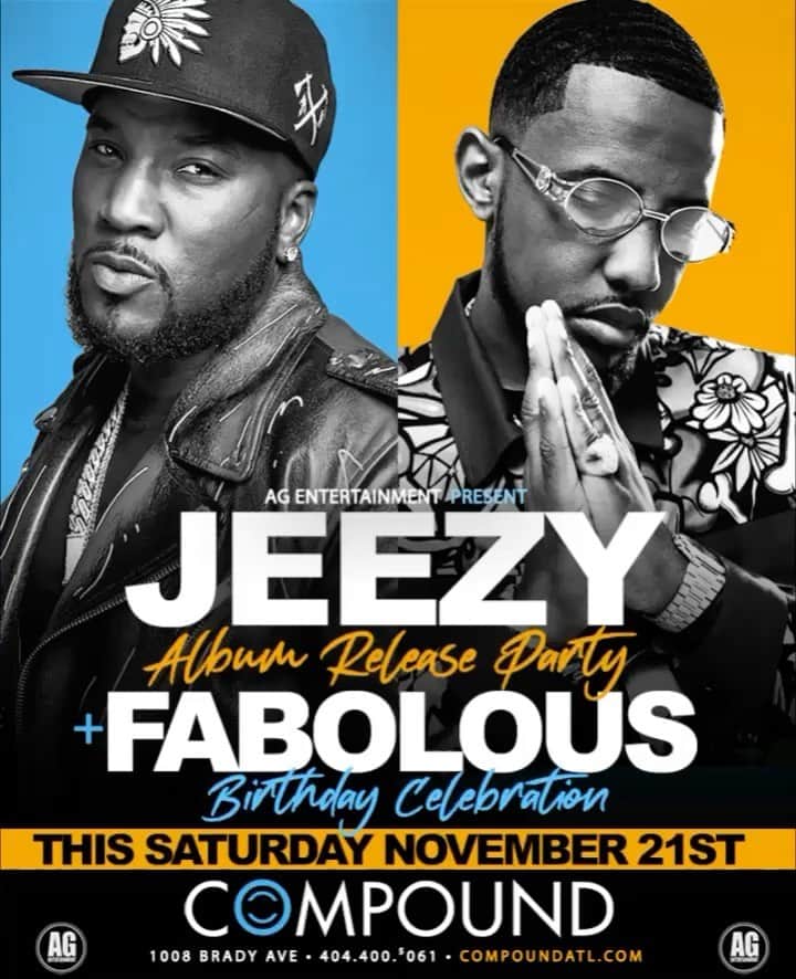 ファボラスのインスタグラム：「2 N I T E   C O M P O U N D  A T L   We celebrating 2nite! My Bday & Jeezy new Album RECESSION 2!!  Brought to you by @agentertainment」