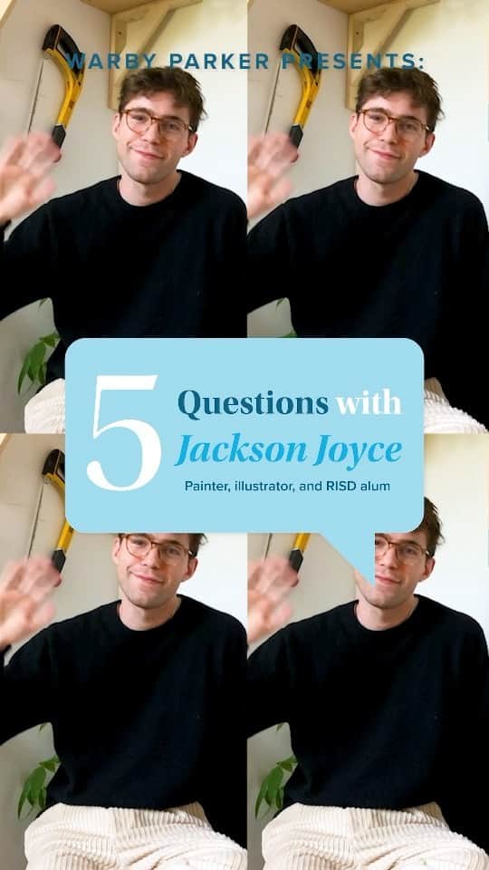 Warby Parkerのインスタグラム：「We caught up with Jackson to learn more about the inspiration behind our Thayer St store’s mural in Providence, RI and how he got started as an artist—visit our store to see Jackson’s work if you’re in the area! 🤓」