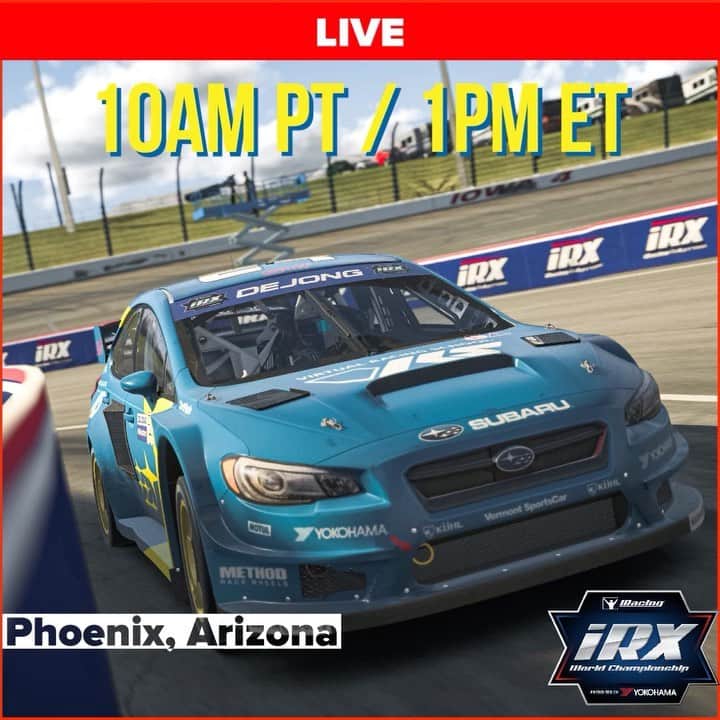 のインスタグラム：「#linkinbio to tune in👆 🔴#LIVE iRX All-Star Invitational at Phoenix Raceway with @scott_speed & @chrisatko from 1pm ET / 10am PT followed by iRX World Championship presented by @yokohamatire with @mitchelldejong1 & @bobbyzalenski_ from 2pm ET / 11am PT.」
