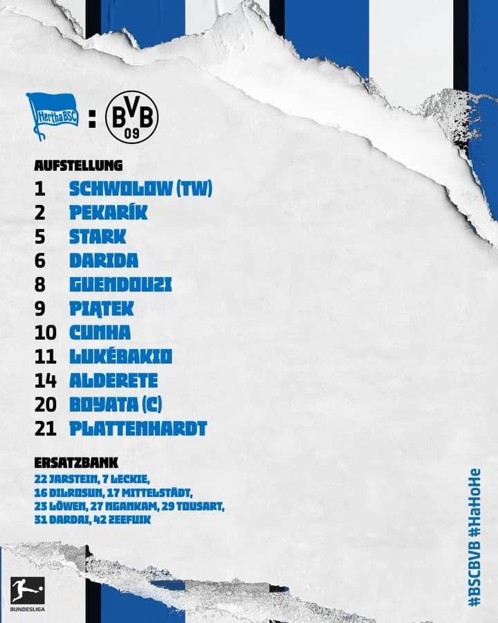 ヘルタ・ベルリンのインスタグラム：「Unsere 1️⃣1️⃣ für #BSCBVB! 💙 . . #HaHoHe #herthabsc」