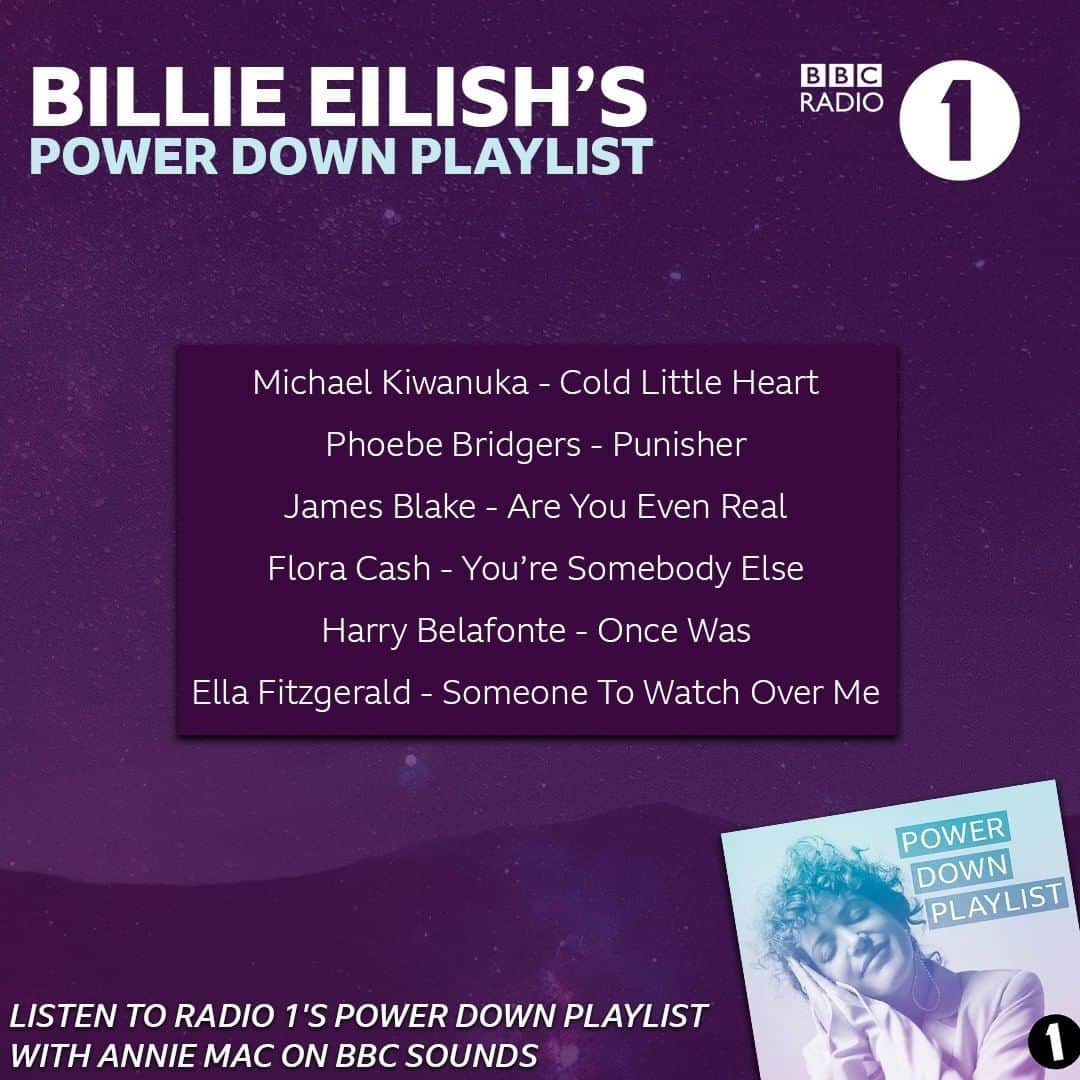 BBC Radioさんのインスタグラム写真 - (BBC RadioInstagram)「Power Down Playlist picked by @billieeilish? Yes please 😍⁣ ⁣ Listen to it on @bbcsounds」11月22日 5時00分 - bbcradio1