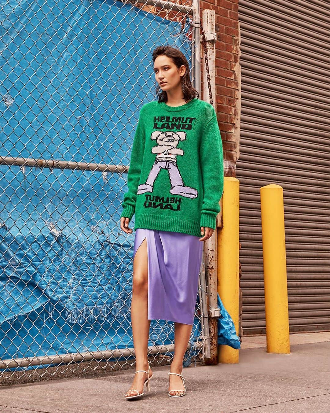 Saks Fifth Avenueのインスタグラム：「POPS OF COLOR: @helmutlang amps up fall style with their vibrant pop-art sweater and silk skirt. #SaksItList」