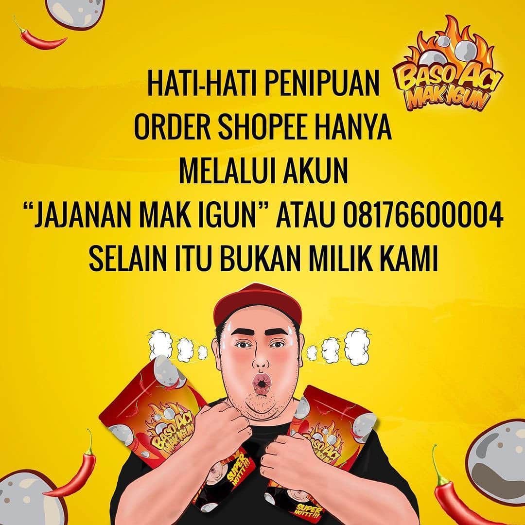Ivan Gunawanさんのインスタグラム写真 - (Ivan GunawanInstagram)「Posted @withregram • @jajanan.mak.igun Hati-Hati ya.... Banyak sekali yang mengatasnamakan baso aci mak igun. Kalian harus membeli dari akun shopee kami yang asli hanya JAJANAN MAK IGUN atau hanya lewat whatsapp 08176600004 Selain itu bukan milik kami atau tanggung jawab kami. Apalagi sampai ada yg menjual lebih murah atau lebih mahal ! Jadilah pembeli yang bijak ya... . Terima kasih」11月22日 12時20分 - ivan_gunawan