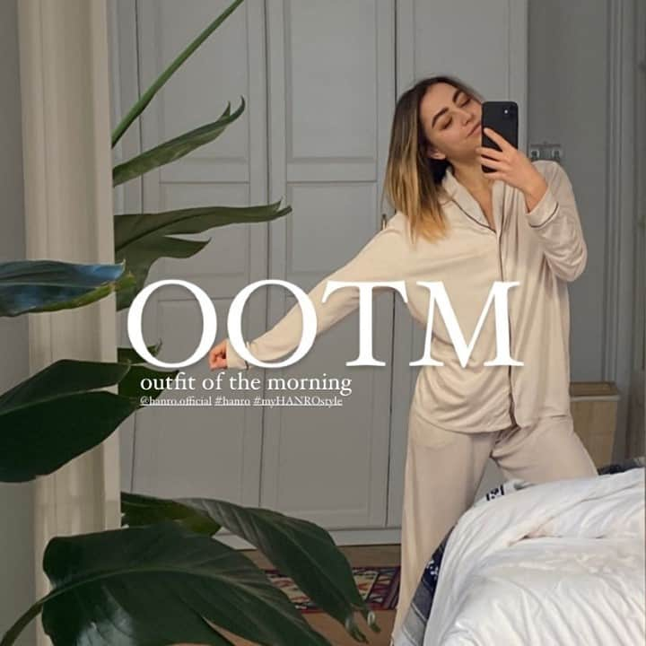 ハンロさんのインスタグラム写真 - (ハンロInstagram)「Good morning! We love the #ootm hashtag by this beauty @frankly.alina 😍 By the way, she is wearing our sustainable "Natural Comfort" long pajama 😉 And what is your *outfit of the morning*? #hanro #MyComfortMyLuxury #nightwear #sustainablefashion #repost」11月22日 16時00分 - hanro.official