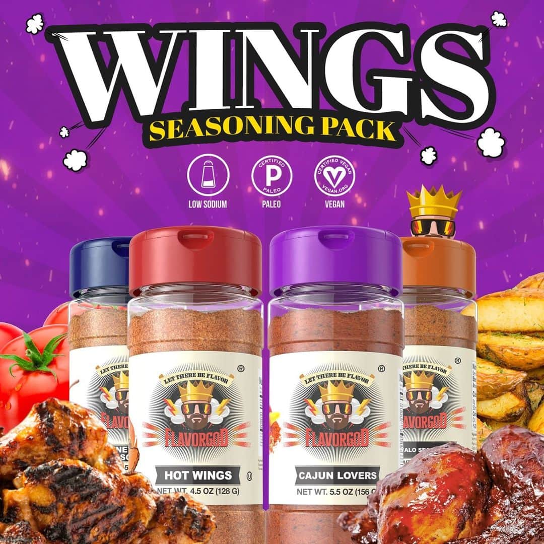 Flavorgod Seasoningsさんのインスタグラム写真 - (Flavorgod SeasoningsInstagram)「🍗Wings Seasoning Pack 🍗⁠ -⁠ The Wing Seasoning Pack has just the right flavors to give your wings the flavor they need! Try spicing it up with our Wings Seasoning or Buffalo Seasoning that will give your wings the extra spicy flavor without all of the additional sodium traditional hot sauce brings. If you're looking for a sweet, savory flavor without all of the added sugars, my Honey BBQ and Cajun Lovers Seasoning will work perfectly!⁠ -⁠ KETO friendly flavors available here ⬇️⁠ Click link in the bio -> @flavorgod⁠ www.flavorgod.com⁠ -⁠ Flavor God Seasonings are:⁠ 🍗ZERO CALORIES PER SERVING⁠ 🍗MADE FRESH⁠ 🍗MADE LOCALLY IN US⁠ 🍗FREE GIFTS AT CHECKOUT⁠ 🍗GLUTEN FREE⁠ 🍗#PALEO & #KETO FRIENDLY⁠ -⁠ #food #foodie #flavorgod #seasonings #glutenfree #mealprep #seasonings #breakfast #lunch #dinner #yummy #delicious #foodporn」11月23日 4時02分 - flavorgod
