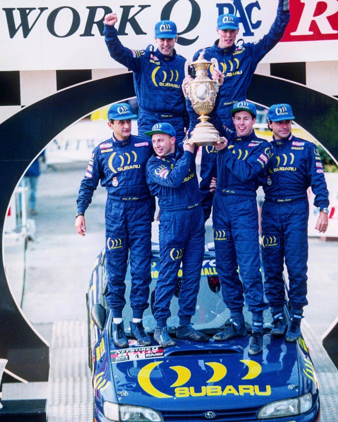 のインスタグラム：「🏆 No one embodied the spirit of rallying like Subaru’s first World Rally Champion, Colin McRae, who won his first title 25 years ago today. We were lucky enough to work with him at X Games in 2006-2007 and are proud to carry on his “if in doubt, flat out” legacy and the iconic blue and gold livery he wore.   Happy 25th anniversary to the whole McRae family.   #Subaru #SubaruRally #ColinMcRae」