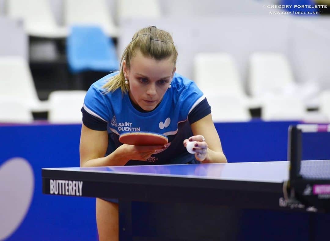 DE NUTTE Sarahのインスタグラム：「One more victory for us against Grand-Quevilly today 💪🏼 Allez St.Quentin!! 🏓 . Swipe left to see the results 👀 . Photo 📸 : Gregory Portelette」