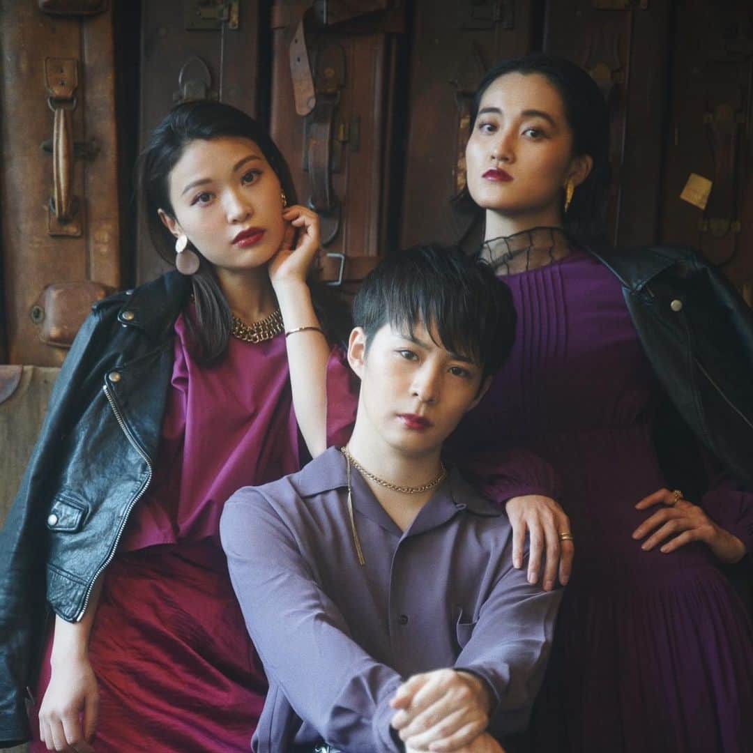 三橋栄香のインスタグラム：「💜💜💜 photographer:Ryusei Sengoku model:Takezaki Ayaka/Sanada Kazuki/Haruka Mihashi」