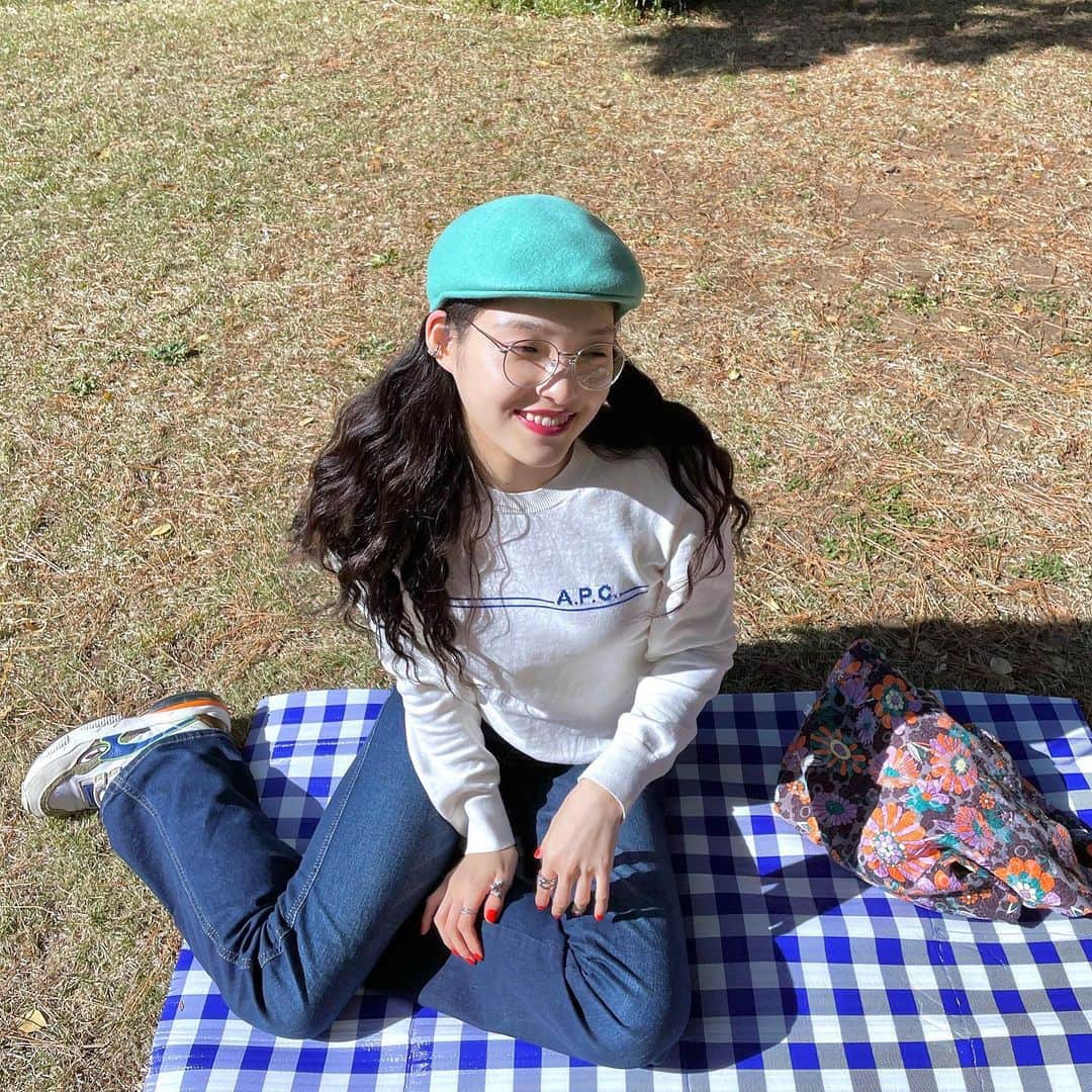 江崎ななほのインスタグラム：「朝ピクニックした #エザ着」
