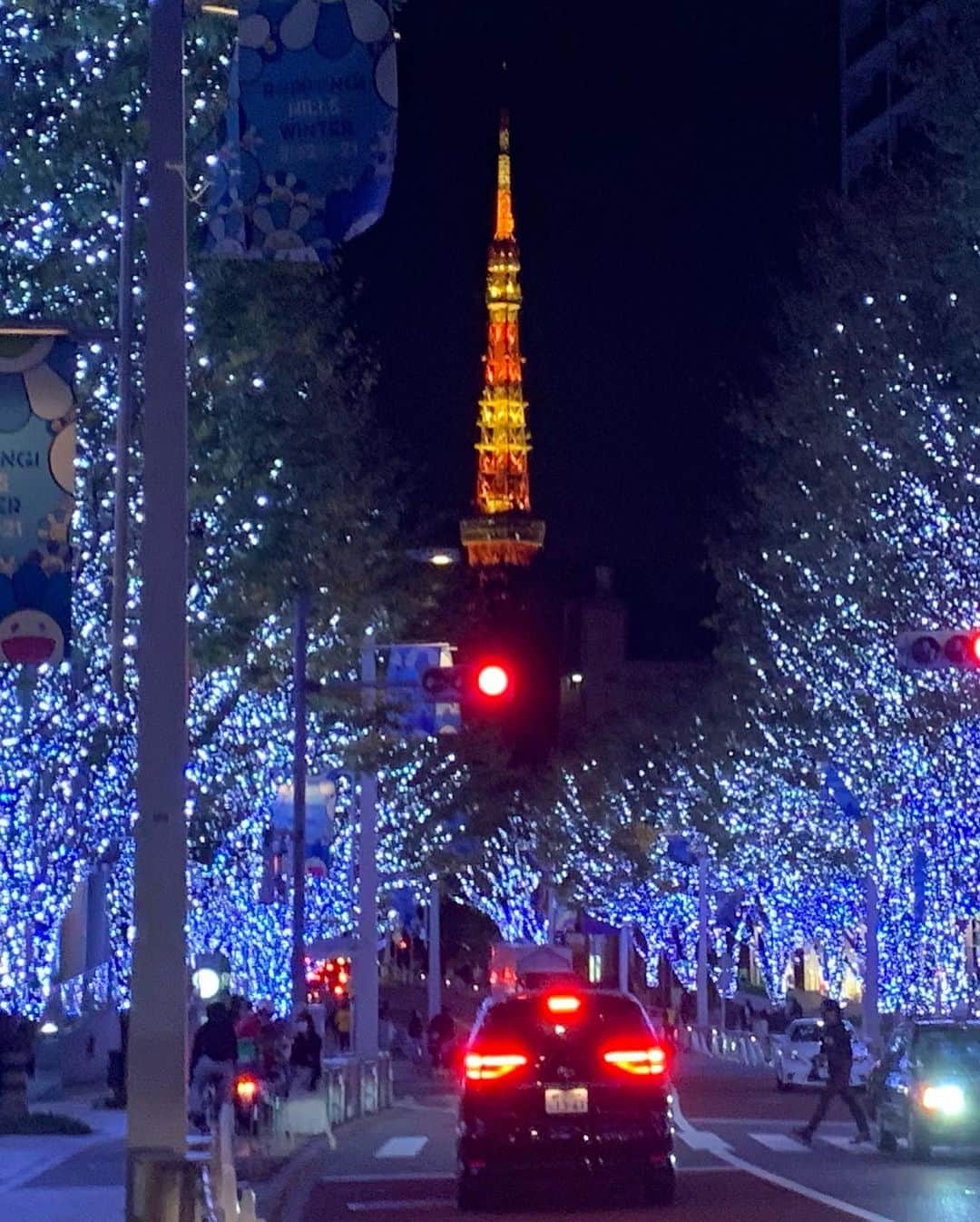 ANNA のインスタグラム：「TENETを観に久々夜の六本木へ🗼・ 今年もイルミネーションが綺麗でした😉・ もう年末かぁ。１年があっという間だなぁ〜😂💭・ ・ ・  #roppongi #illumination #けやき坂 #東京タワー #tokyotower #tbt」