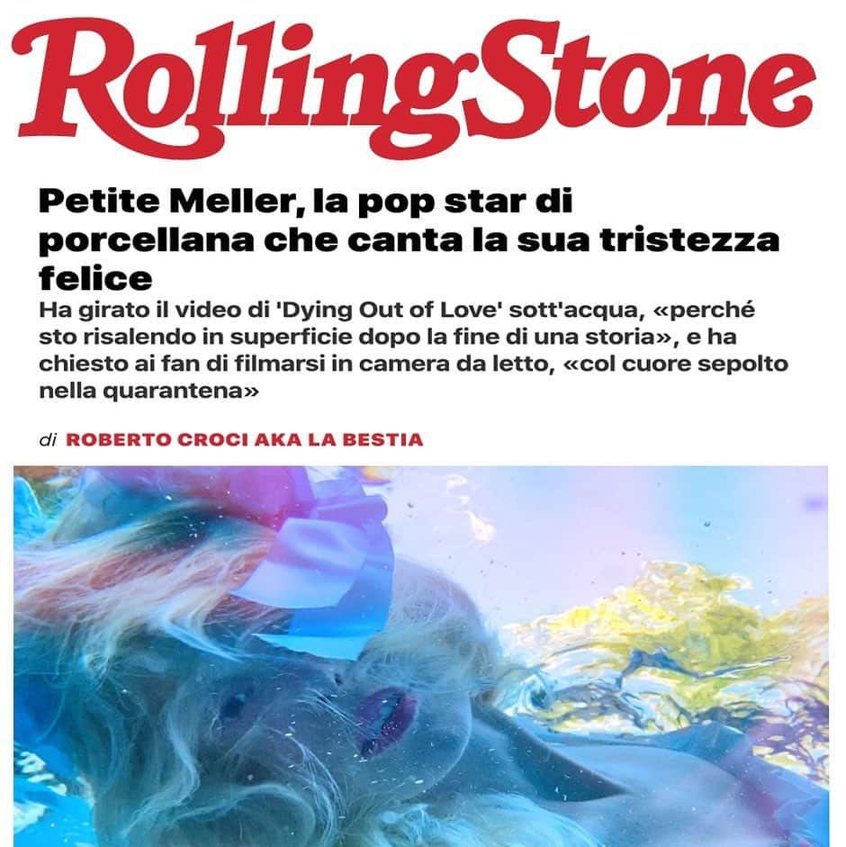 ペティート・メラーのインスタグラム：「Merci @labestiala for interviewing me for #ROLLINGSTONE Magazine, you couldn’t hold you’re tears the whole interview after watching my video, I found it so charming and honest, you told me: “What can we do, A man has to show his feelings”. I wanted to hug you through the Screen. ❤️❤️❤️❤️  In the midst of this lockdown we chat about my new song DYING OUT OF LOVE and my biggest Italian fan @mendi61 @rollingstoneitalia @RollinStone」