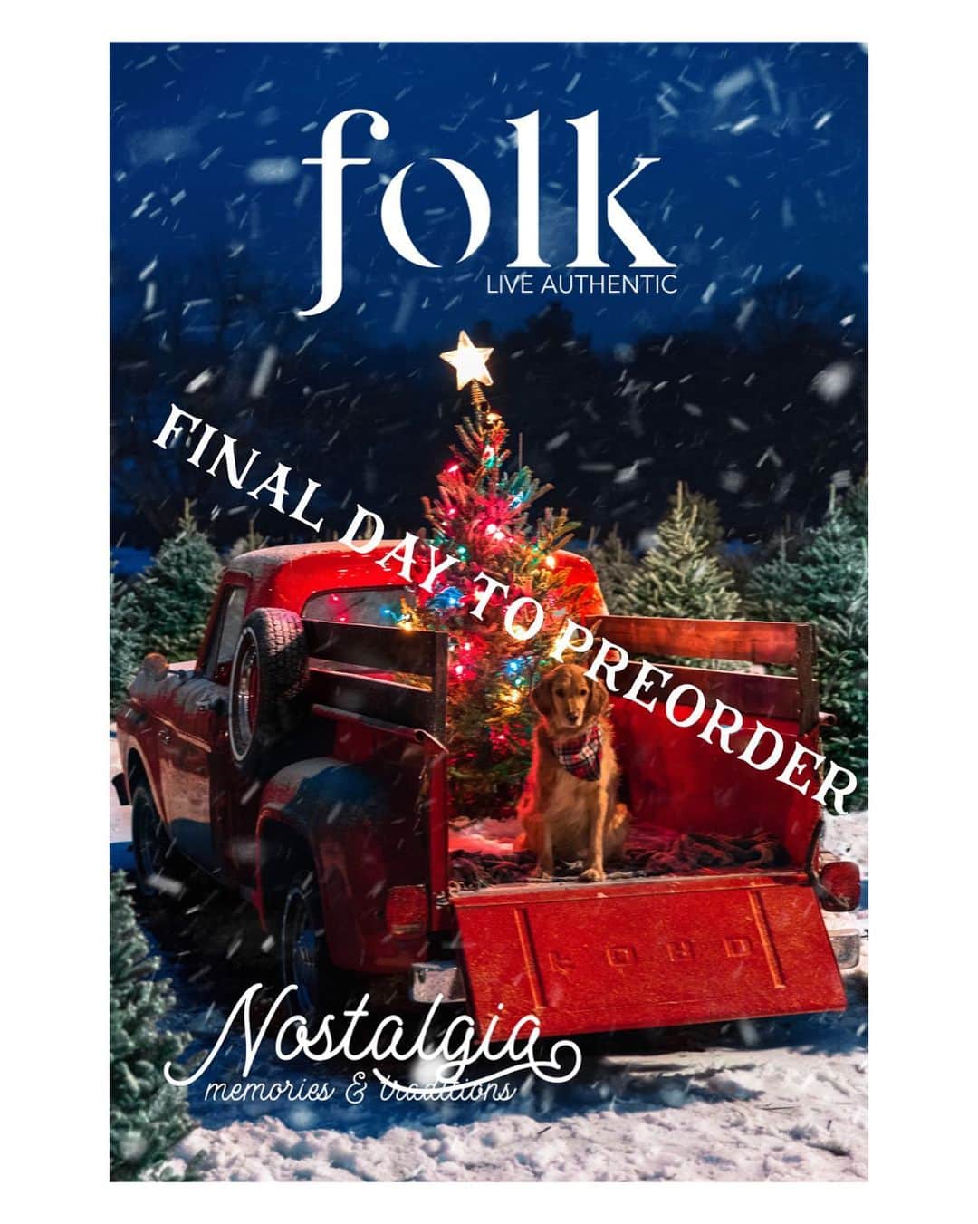 のインスタグラム：「Today begins the busiest week of the year. A marathon of our maker and handmade flash sales, the beginning of our Christmas giveaway series, and ends with mailing out this puppy. That means today is the final day to pre-order! I have to give the printer the final count tonight. Go to www.folkgeneral.com to order your copy! USE CODE MERRY FOR FREE US SHIPPING!」