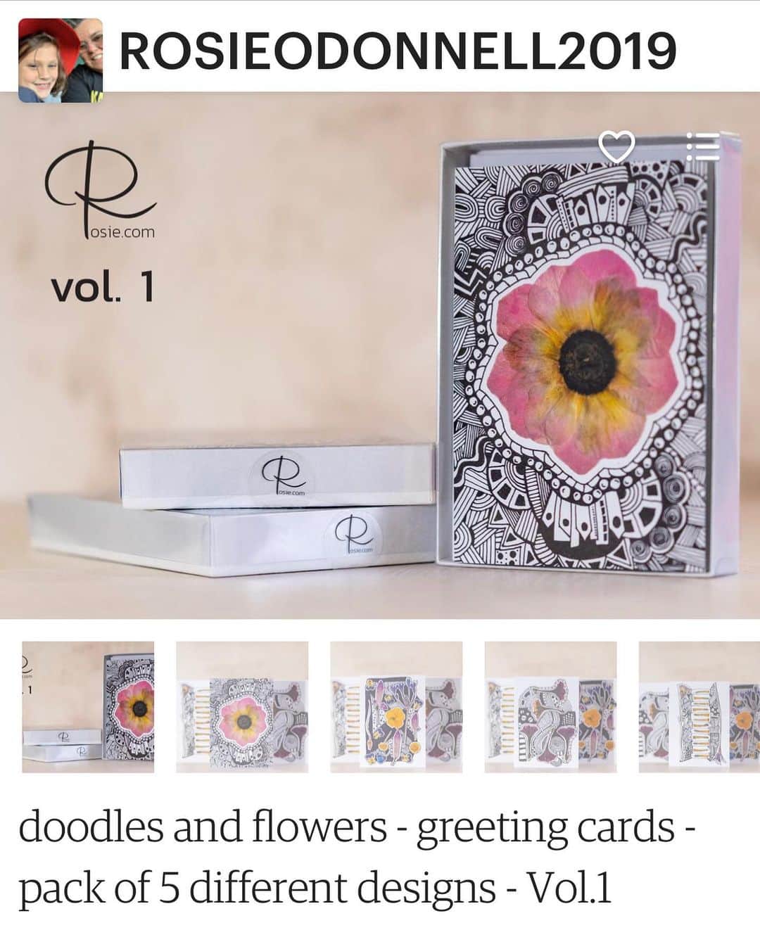 ロージー・オドネルさんのインスタグラム写真 - (ロージー・オドネルInstagram)「flower doodle cards by me - now available on etsy - link in profile and my stories - get em while u can #pressedflowers #doodle #rosieodonnell」11月23日 2時49分 - rosie
