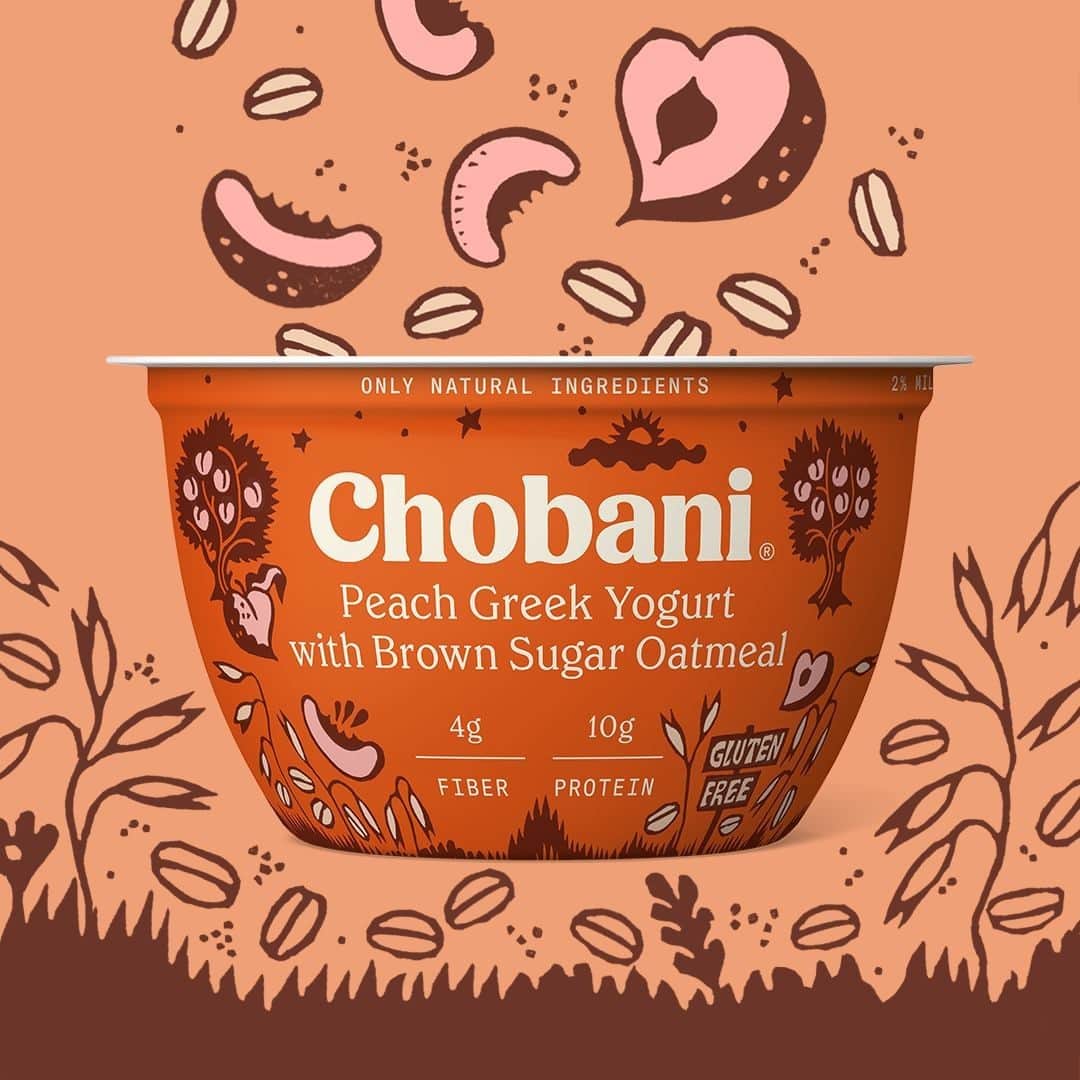 Chobaniのインスタグラム：「Sweet brown sugar and nourishing oatmeal find a faithful friend in bright peach Greek Yogurt. Leave a 🍑 below if you love this Oatmeal on the Bottom flavor.」