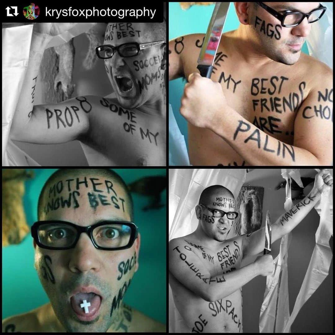 ギレルモ・ディアスのインスタグラム：「#Repost @krysfoxphotography with @get_repost ・・・ The beginning of the annual horror we create: As i mentioned in the @ispitinyourmouth podcast yesterday- the original genesis of the #31daysofhalloweenseries began in 2008 with a Sarah Palin/Psycho themed mashup shoot with my forever muse, the hunky, endlessly talented, master actor dreamboat that is @guillermodiazreal.  PSYCHO SOCCER MOM. Starring Guillermo Diaz. Created by @krysfox. Shot in Los Angeles, CA 2008. #psycho #batesmotel #krysfox #krysfoxphotography #guillermodiaz #everyonegoesalittlemadsometimes #horrorart #horrorpodcasts #ispitinyourmouth #dirtypillowswithkrys&matty」