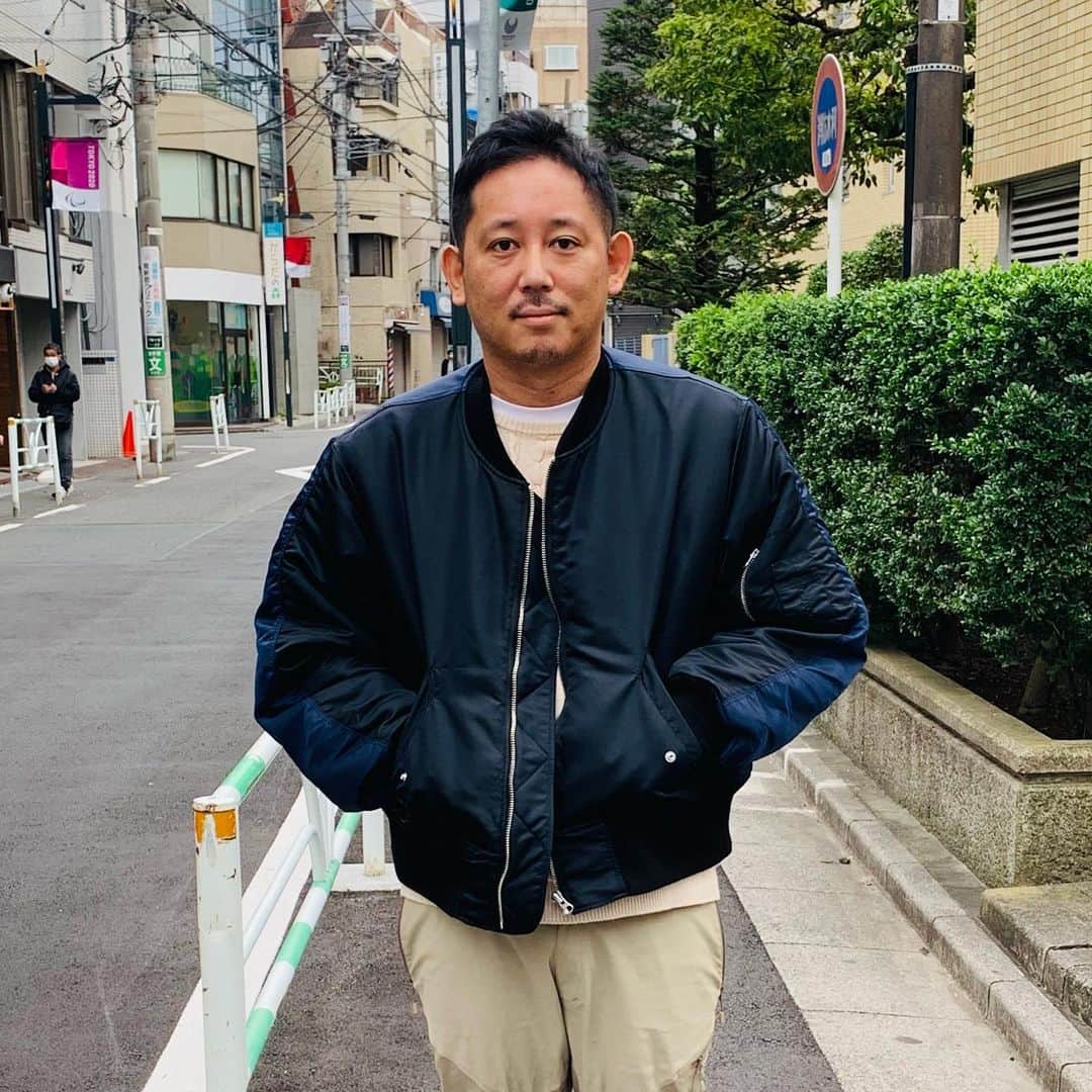 入江悠のインスタグラム：「愛媛県松山市で出会った、 @fakiestance さんのジャケット。  『シュシュシュの娘』完成させて、 松山へもいきます！」
