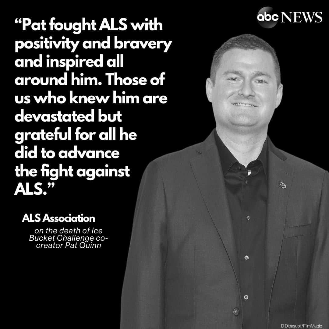ABC Newsさんのインスタグラム写真 - (ABC NewsInstagram)「Pat Quinn, co-creator of the ALS Ice Bucket Challenge, died on Sunday morning at age 37 after a long battle with the neurodegenerative disease. "He was a blessing to us all in so many ways," his family said in a statement. MORE AT LINK IN BIO.」11月23日 8時13分 - abcnews
