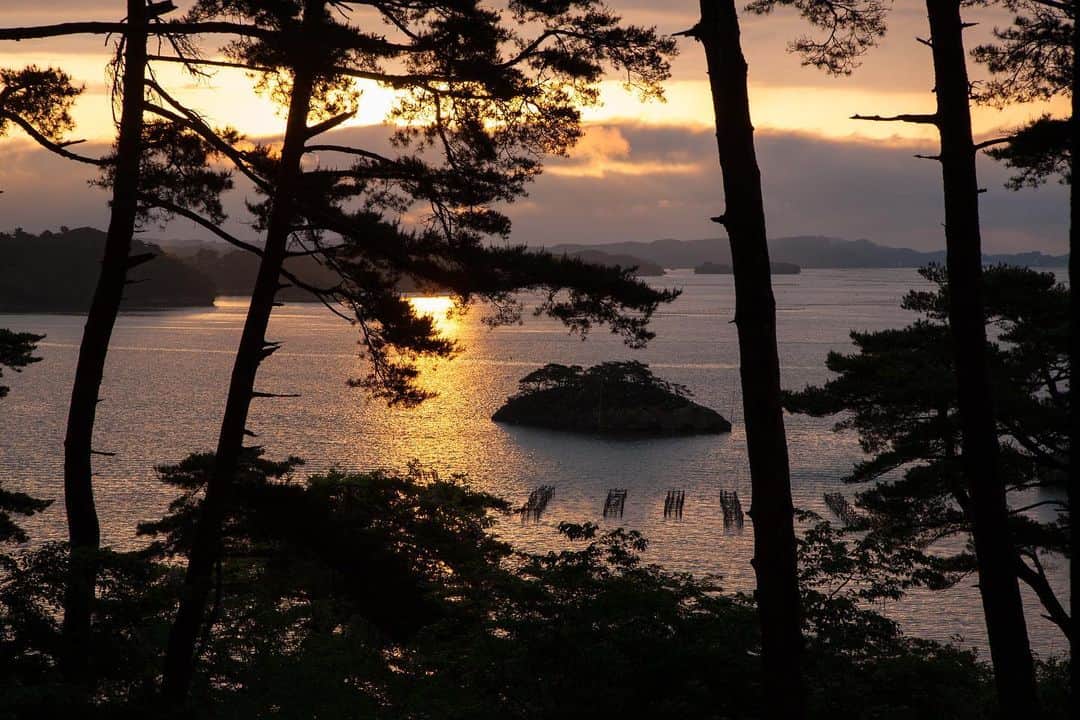 Michael Yamashitaさんのインスタグラム写真 - (Michael YamashitaInstagram)「Matsushima, Tohohu, Japan,  one of the most scenic spots in all of Japan. Matsushima is an archipelago of 260 tiny islands (shima) covered in pine (matsu), hence the name Matsushima. For centuries, poets have praised the beauty of Matsushima's sweeping bay, the islands dotted with pine trees, and the mountains rising majestically in the background. Japan’s most famous poet, the 17th-century haiku master Matsuo Basho, was one of those captivated by these islands. It is said that he once won a grand poetry contest by describing this evocative place in only three short lines, each capped with an exclamation point of  awe:  O Matsushima! O Matsushima! O Matsushima!  #matsushima #miyagi #tohoku #basho #haiku #shima #pineisland」11月23日 11時05分 - yamashitaphoto