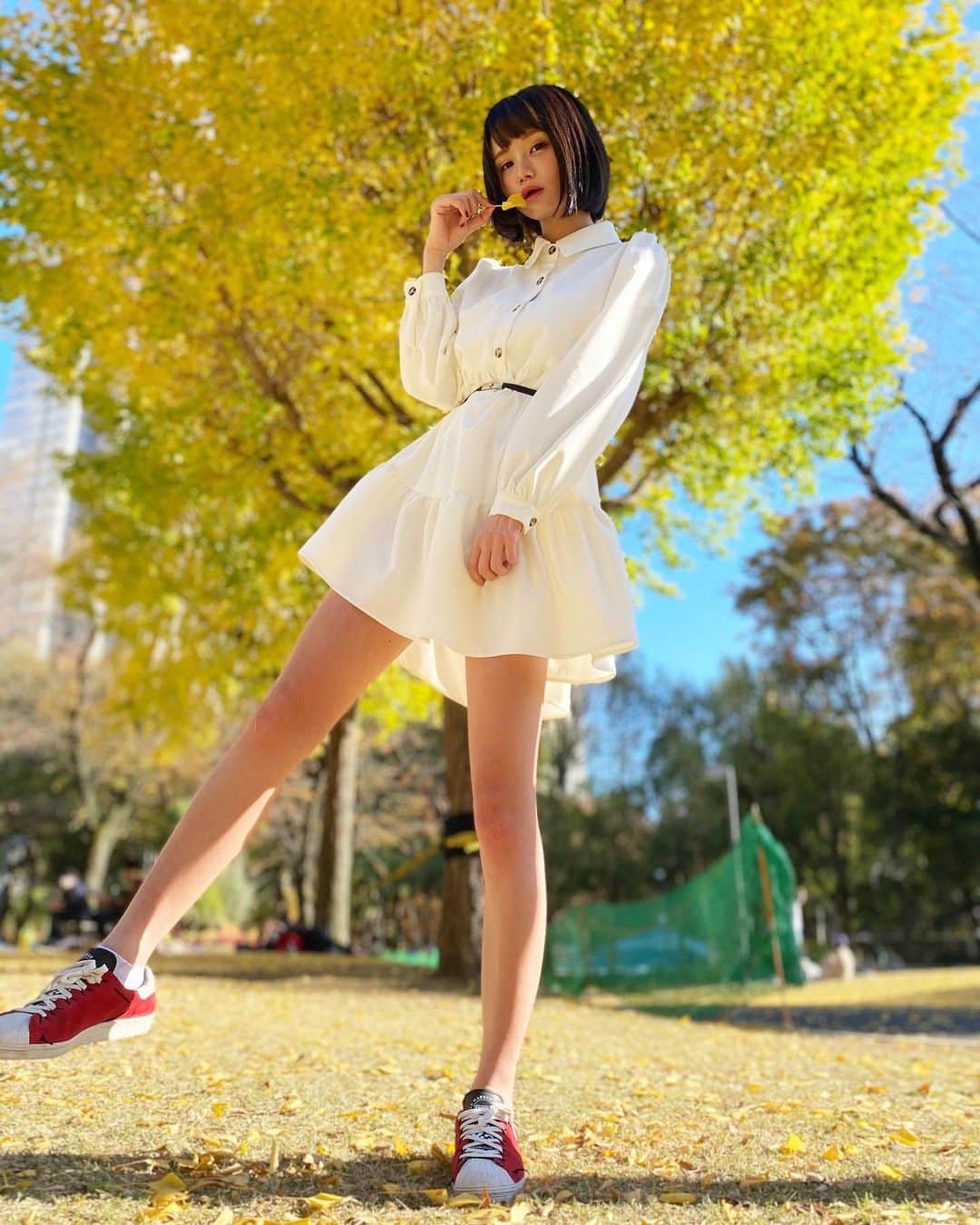みもれもんさんのインスタグラム写真 - (みもれもんInstagram)「・ ・ ・ おはよう〜☀️ 秋用の白いワンピース買ったよ👗♡ 襟付きの洋服って可愛くないですか💕？ 公園で写真撮ってもらいました📷 さて、ココは何処の公園でしょ〜か💡？ ・ ・ #みもれもん #インスタグラビア #ポートレート #カメラ #ショートヘア #ボブ #粉我 #泳衣 #性感 #内衣 #Japan #日本女孩」11月23日 12時21分 - mimore_mon0929