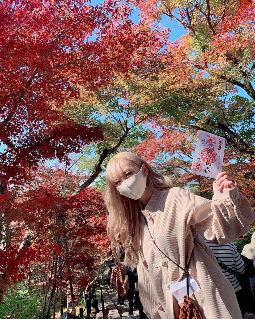 榊原伶奈のインスタグラム：「2日目の1社目は禅林寺⛩ 紅葉を見に🍁すごく綺麗だった🥺✨ 今月末までは楽しめそう💫 近くにある南禅寺もおすすめだけど以前行ったことあったので今回は行ったことない禅林寺に行ってきた🌿 #永観堂 #禅林寺 #南禅寺 #御朱印 #京都 #京都旅行 #旅行 #御朱印ガール #神社 #神社巡り #京都旅 #紅葉 #京都紅葉 #紅葉スポット」