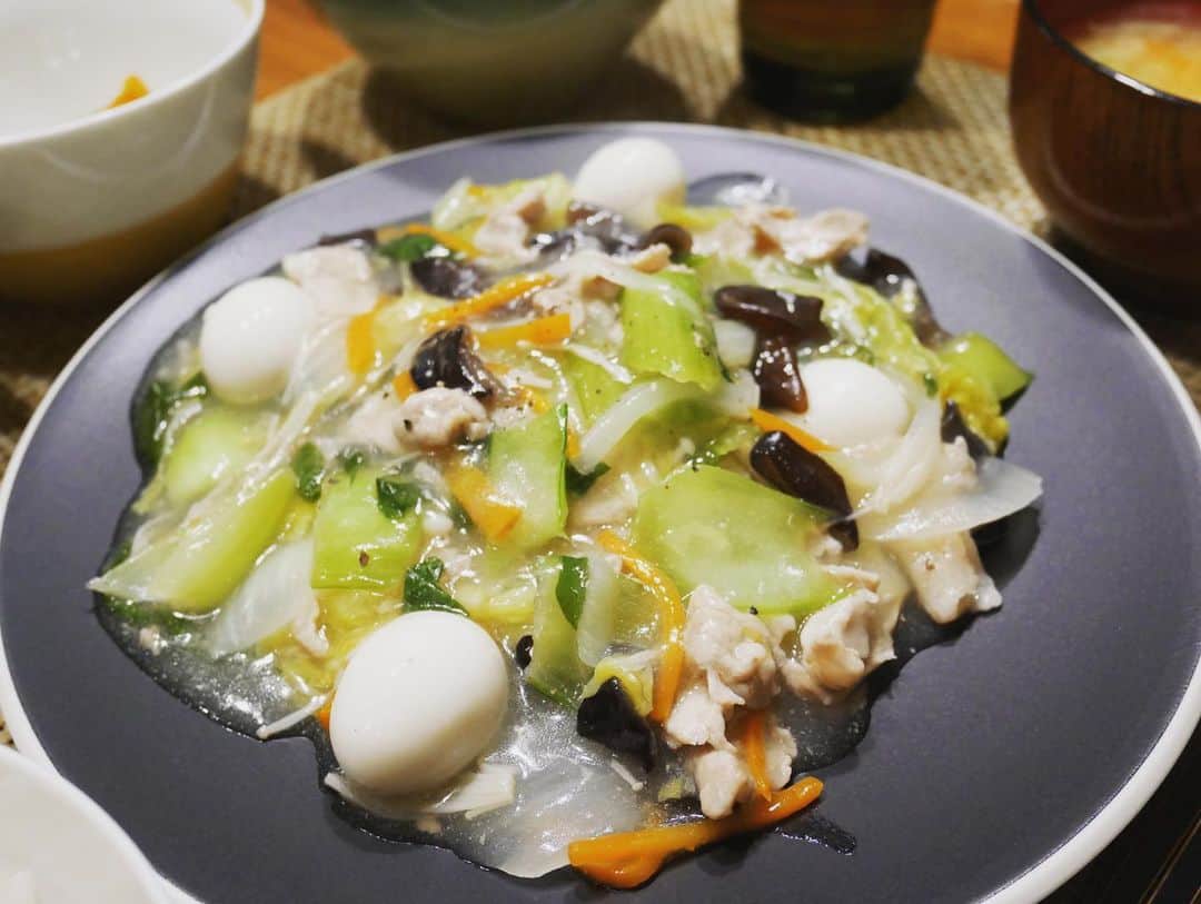 本田朋子さんのインスタグラム写真 - (本田朋子Instagram)「今夜は八宝菜。 うずらの卵を買い忘れてましたが、『うずらの卵ないと八宝菜は始まらない』と、主人が帰りに買ってきてくれました。笑　　 確かに、たかがうずらの卵…されどうずらの卵。  #夕飯 #料理 #おうちご飯  #献立 #高タンパク  #アスリート飯」11月23日 21時51分 - tomoko_honda_official_phonics