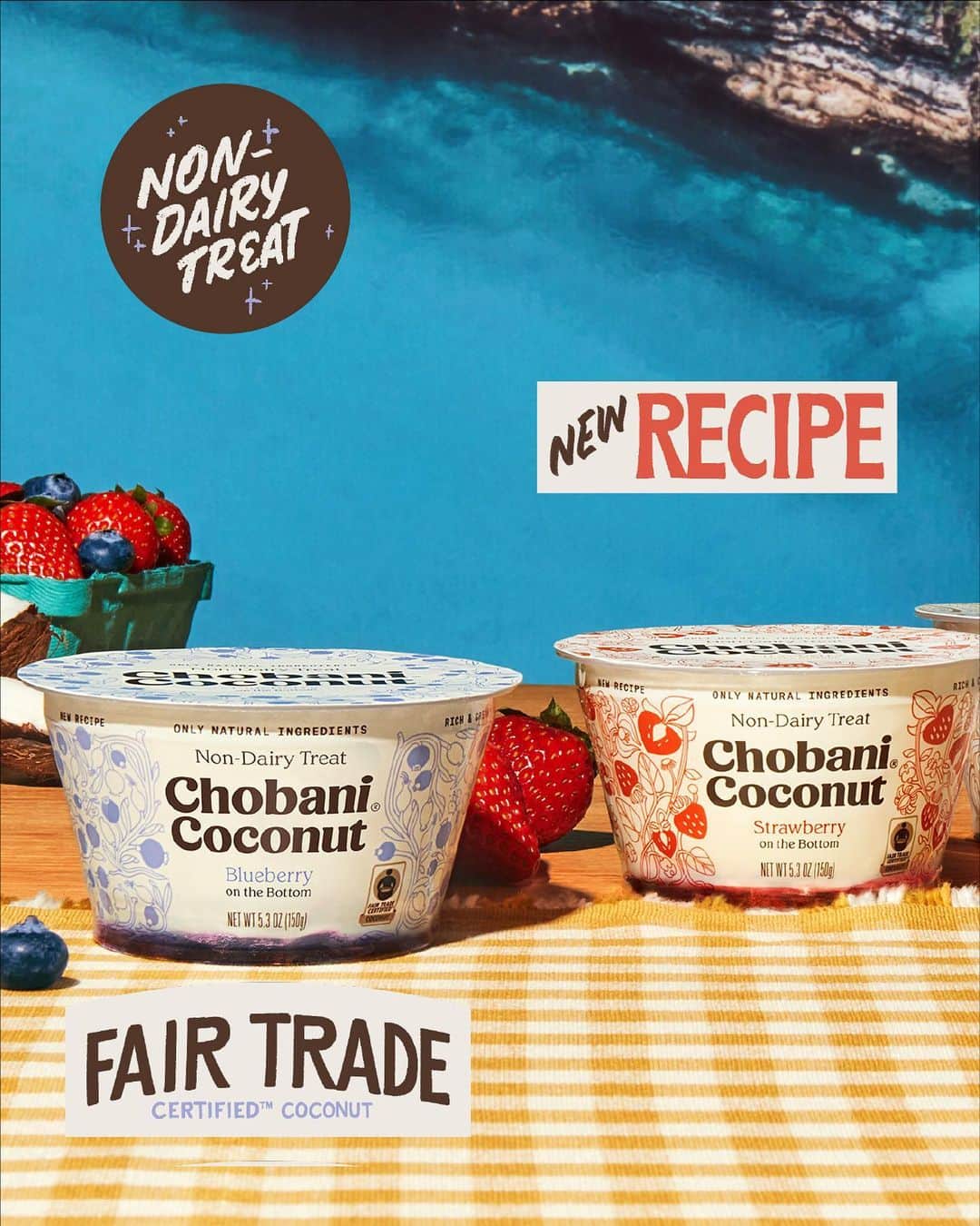 Chobaniのインスタグラム：「Chobani® Coconut is a non-dairy indulgence crafted from Fair Trade Certified™ coconuts from the Philippines—a practice that supports the livelihoods of coconut farmers and the producer communities where our coconuts come from. New look, new recipe. Comment with a coconut if you want to try it 🥥」