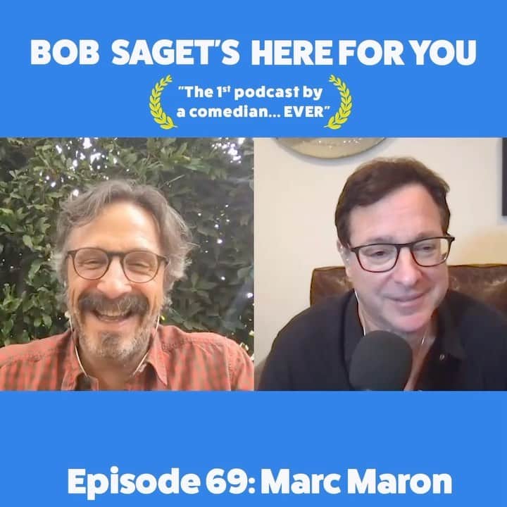ボブ・サゲットのインスタグラム：「LOVE TODAY’S NEW EPISODE with my pal @marcmaron - My God he’s smart and funny. But you know that. Enjoy.  This one’s titled: “Marc Maron and Bob Think You Gotta Be Insane to Want to Be a Comedian.” SUBSCRIBE & LISTEN at:  apple.co/bobsaget   @ApplePodcasts @iTunes @applemusic @studio71us @studio71uk @studio71fr @studio71it #comedypodcast」