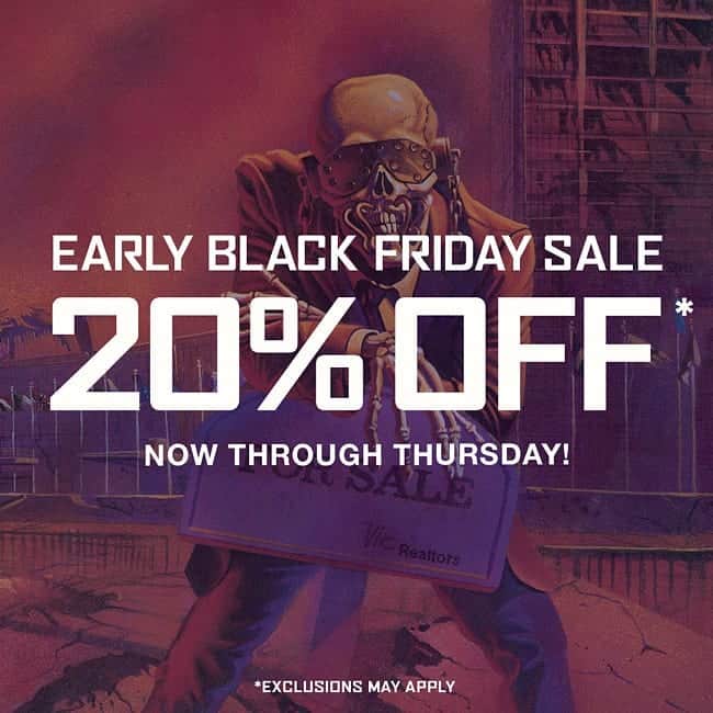 Megadethのインスタグラム：「I see you… and I’m waiting… for Black Friday! 20% Off Merch Sale now through Thursday at our online store! Shop now! gtly.to/EQtVt3hh9 (link in bio)」