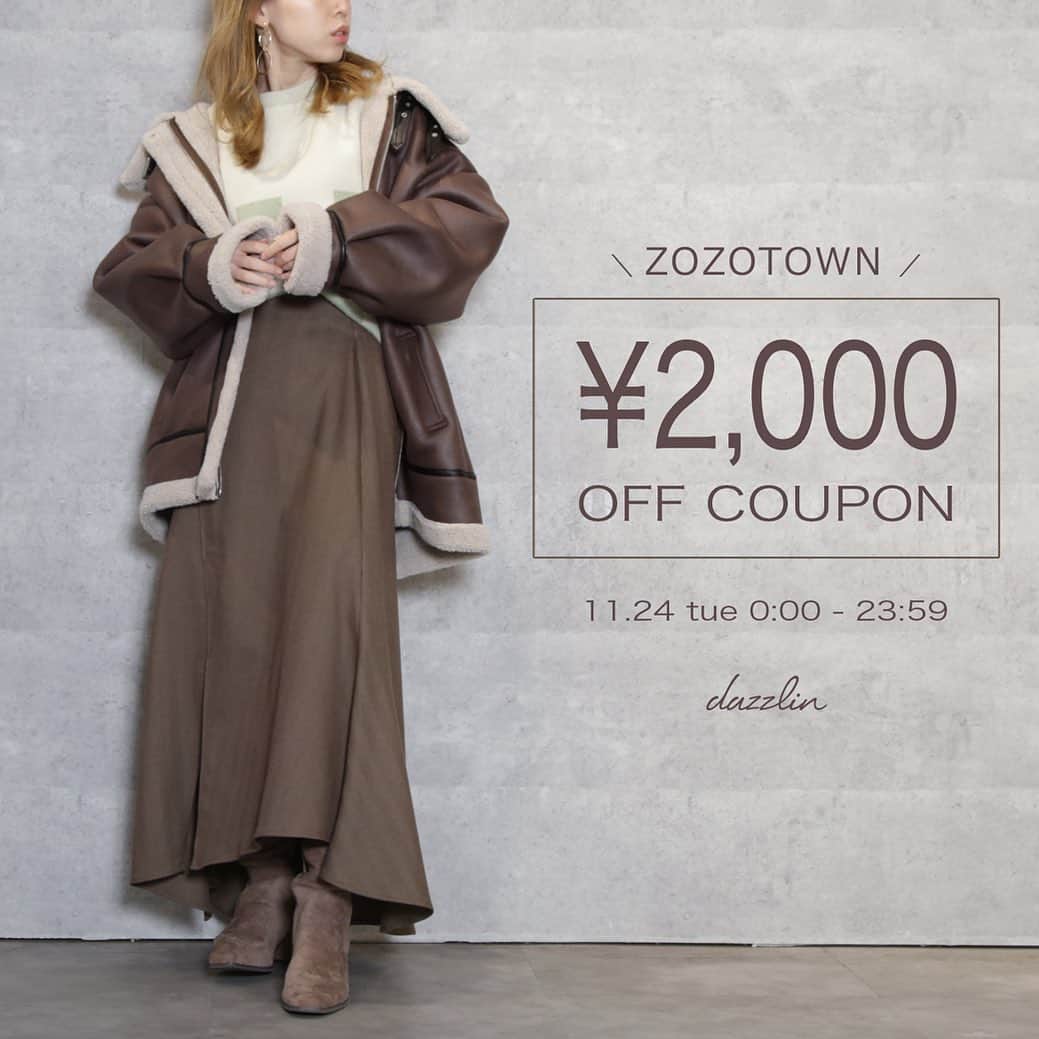 dazzlinさんのインスタグラム写真 - (dazzlinInstagram)「. 【information】 . 11.24(Tue)0:00〜23:59 . 《ZOZOTOWN》 . 2000円OFFクーポン発行中🎟❤︎ . @dazzlin_muse  @dazzlin_official  ストーリーからcheck✔︎ . #dazzlin #dazzlin_official #dazzlin_muse #dazzlin_autumn #dazzlin_winter #japanesefashion #girly #fashion #newsweetcasual #zozotown #coupon #sale #ゾゾタウン #秋コーデ #冬コーデ#ワンピース#キャミワンピース#ジャンスカ#ショートブーツ#ローファー#アウター#ニット」11月24日 6時30分 - dazzlin_official