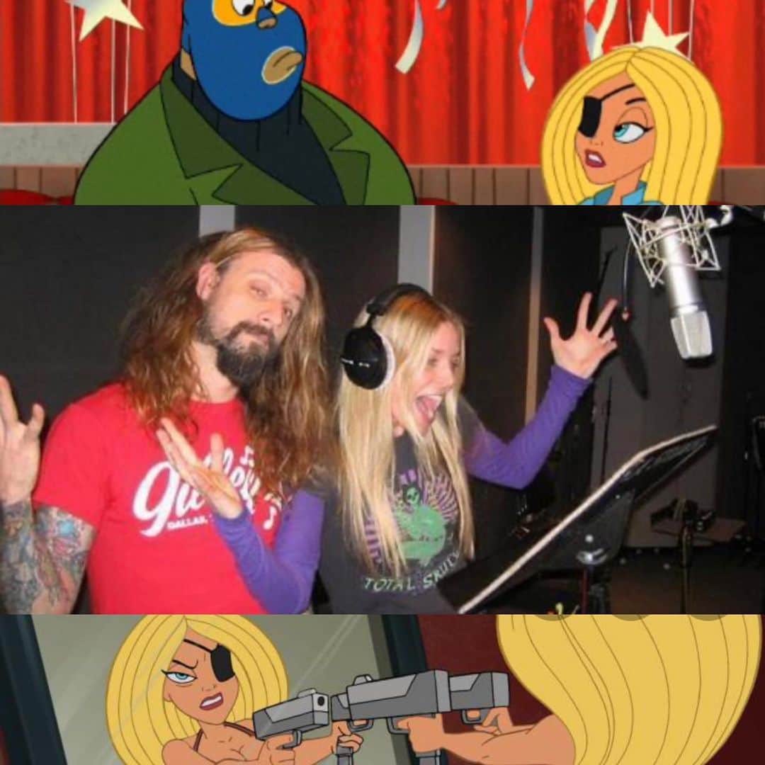 ロブ・ゾンビのインスタグラム：「In the studio with Sheri recording her voice tracks for EL SUPERBEASTO back in 2007. #sherimoonzombie #robzombie #thehauntedworldofelsuperbeasto」