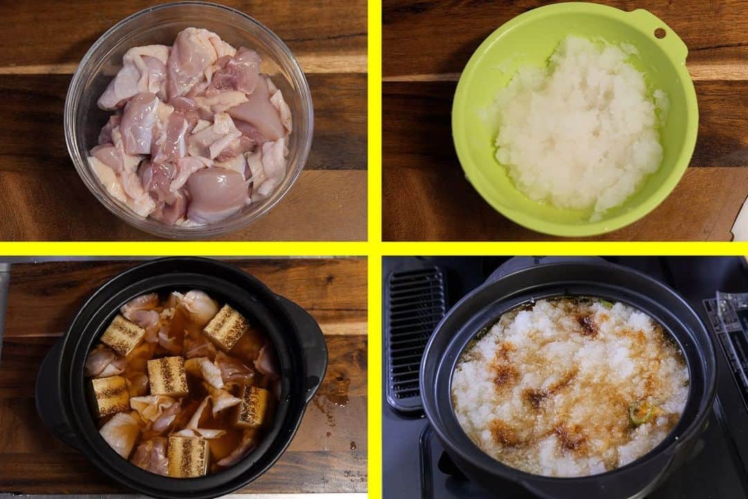 かっちゃんねるさんのインスタグラム写真 - (かっちゃんねるInstagram)「おばあちゃん直伝鍋レシピ👵🍲﻿ ﻿ 「鶏みぞれ鍋」﻿ ﻿ ・鶏もも肉　　　　　　　３００ｇ（１枚）﻿ ・料理酒　　　　　　　　大さじ１﻿ ・塩　　　　　　　　　　小さじ１／４﻿ ﻿ ・大根　　　　　　　　　３００ｇ（１／４本ほど）﻿ ・長ねぎ　　　　　　　　５０ｇ（１／２本ほど）﻿ ・焼き豆腐　　　　　　　１５０ｇ（１パック）﻿ ﻿ ☆水　　　　　　　　　　４００ｍｌ﻿ ☆だしの素　　　　　　　小さじ１﻿ ☆料理酒　　　　　　　　大さじ１﻿ ☆みりん　　　　　　　　大さじ２﻿ ・醤油　　　　　　　　　大さじ２、５﻿ ﻿ ◎鶏肉を食べやすい大きさにぶつ切りしたら、酒と塩をもみ込んで１０分ほど置く。﻿ ﻿ →大根をすりおろし、長ねぎは斜めに包丁をいれて大きめに輪切り、焼き豆腐は６等分程度の食べやすい大きさに切る。（大根の皮もお好みで細切りして使用して下さい）﻿ ﻿ →鍋に大根の皮を敷き詰め、鶏肉と焼き豆腐を均一に並べるたら☆と醤油を大さじ２入れる。﻿ ﻿ →蓋をして火にかけ煮立たせ、煮立ってきたらアクを取って、長ねぎをのせる。﻿ ﻿ →蓋をして弱火〜弱めの中火で５分ほど煮込む。﻿ ﻿ →大根おろしと醤油 大さじ１／２を入れて全体をサッと混ぜ、蓋をして２分ほど加熱して大根おろしを温める。﻿ ﻿ ぷりぷりの鶏肉と、しっかりした食感の焼き豆腐、たっぷりの大根おろしが体の芯から温まるような美味しいレシピです﻿ 😋🍲﻿ ﻿ 冬に祖母の家に遊びに行くと、毎回これが出てきます。（美味しいのでトラウマにはなりませんでした🙋‍♀️（笑））﻿ ﻿ シメにうどんを入れると、とっても美味しいですよ〜👍✨﻿ ﻿ #鶏肉 #鶏もも肉 #🍲 #鍋 #土鍋 #あったか #豆腐 #みぞれ鍋 #料理 #レシピ #簡単レシピ #おうち #おうちごはん #かっちゃんねる #かつ活」11月24日 12時26分 - kattyan1011