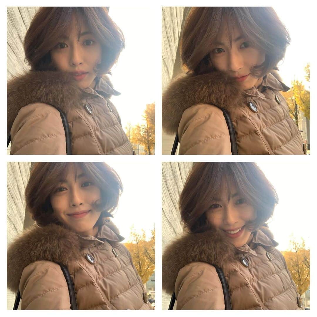 パン・ソヨンのインスタグラム：「. 가울맞이 댕글댕글 머리 대 만족  마음도 댕글댕글 해져라  🍁 다들 붉은 가을을 잘 보내주고 있나요  모두 몸 조심 마음 조심  #나도#그대도 #머리#에이엠톤윤호#우리#곧#현장에서보아요」