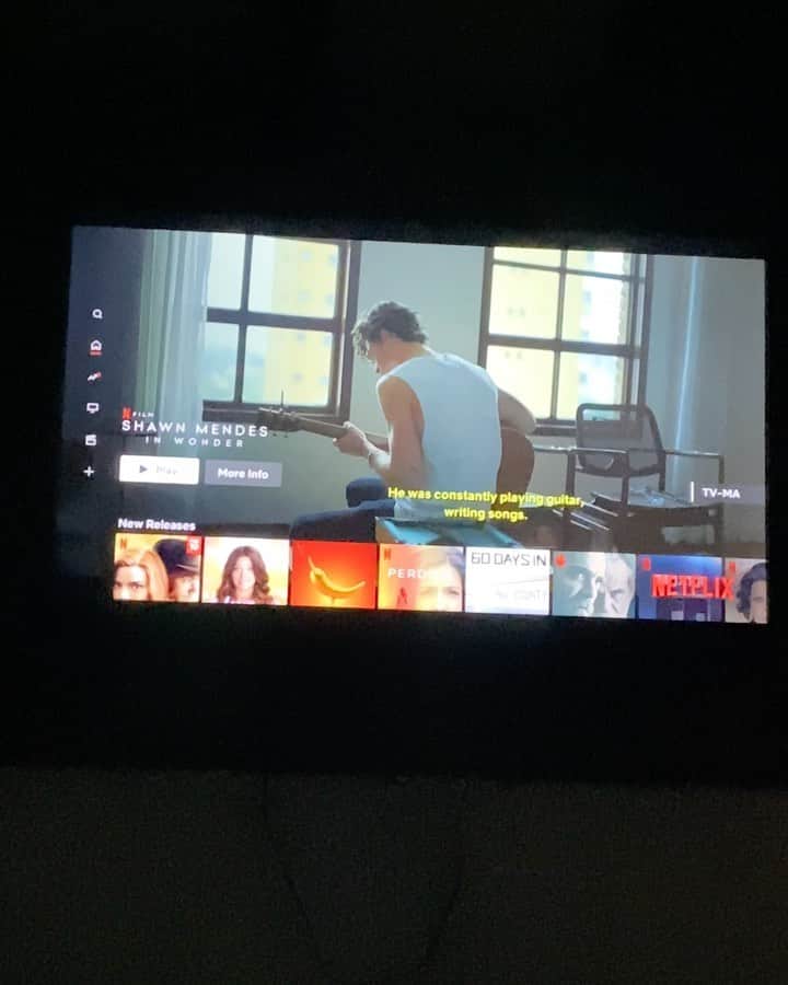 のインスタグラム：「crazy getting into bed and seeing this on the tv!!!!! Das my best friend das my best friend !!!!!!! I love you @shawnmendes so proud of you and how vulnerable and beautiful and open and honest you are in this documentary and in every moment! You inspire me to do the same. Thank you for your magic. felicidades mi amor!」