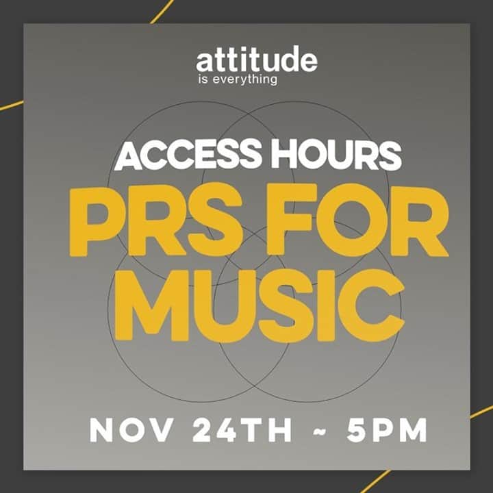 PRS for Musicのインスタグラム：「If you’re a Deaf or disabled professional in the music and live events industry don't miss the @attitudeiseverythinghq #AccessHours session tonight at 5pm.  We’ll be looking at how you can navigate the current licensing and royalty landscape.  LINK IN BIO http://prs.info/CqdK50Ct7b7」