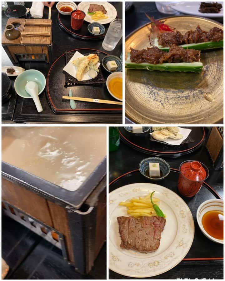 岡田祐佳のインスタグラム：「京都のお昼ご飯 祇園の… 祇園の…  名前忘れたw  なんせか、普段食べない湯豆腐。 めちゃくちゃ美味しゅうございました。  豆乳出汁でお豆腐を炊いてるので 湯葉のような膜ができ、それがたまらんおいしおす😍  お昼から食べすぎたある日の京都のお昼でした。  #京都 #京都グルメ #京都観光 #京都ランチ  #祇園 #祇園ランチ #湯豆腐 #湯葉 #京都らしい物 #何で肉やねん‼ #近江牛 #近江牛ステーキ #鯛味噌 #老舗  #嬉しさが顔に出てる」