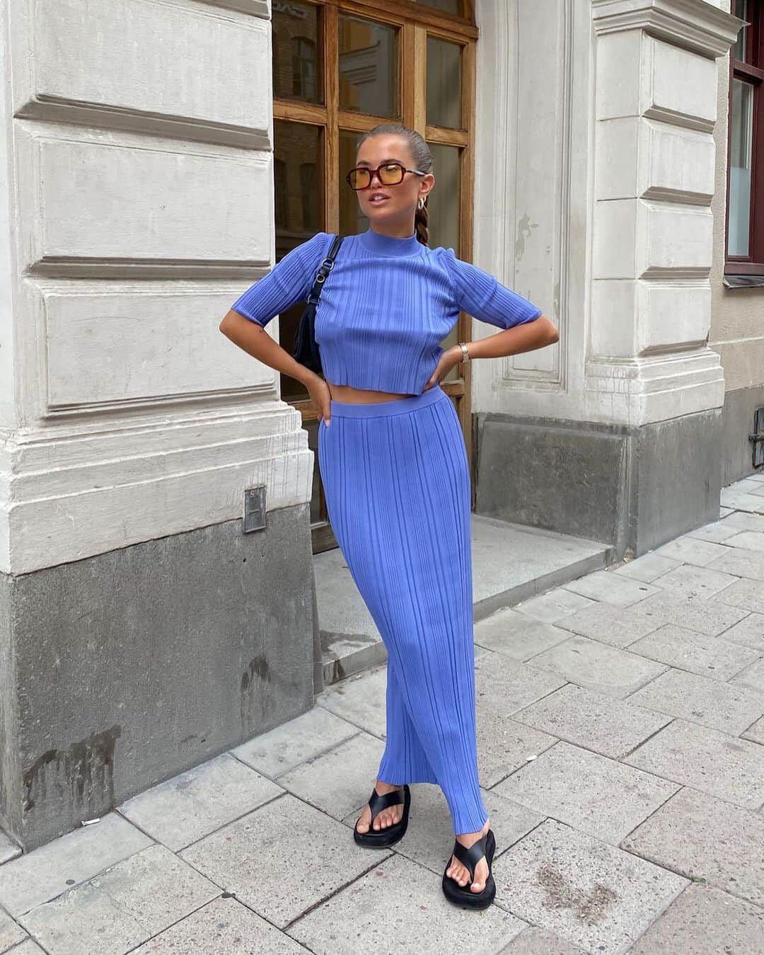 のインスタグラム：「SHOP UP TO 60% OFF OUR CYBER SALE! Including the esme knit set in cornflower seen on @matildadjerf Don’t miss it! #becandbridge #sale」