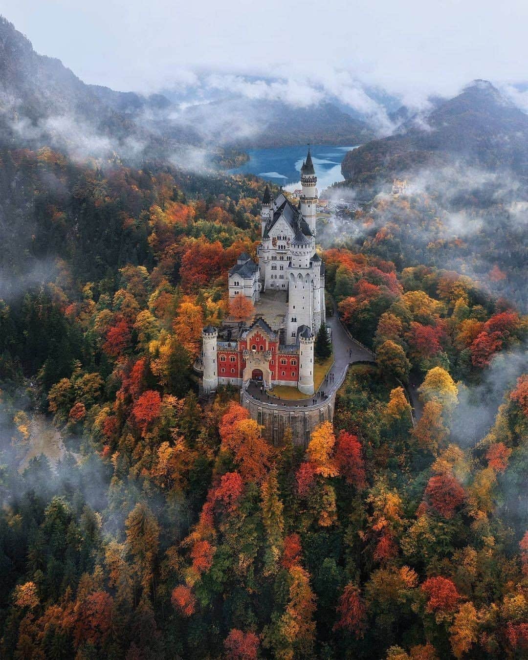 Discover Earthさんのインスタグラム写真 - (Discover EarthInstagram)「Neuschwanstein Castle 🏰  Widely regarded as the original fairytale palace, Neuschwanstein has awed many millions over the centuries with its fantasy location and Romanesque Revival architecture. Set within a landscape of chocolate-box views, including Alpine foothills and magnificent forests, it’s impossible to avoid comparison to Walt Disney’s Magic Kingdom, and the iconic Disney Castle we all know so well. Do you think it looks like Disney Castle ?  💾  If you'd like to visit this place, save it to your collections ! #discovergermany🇩🇪 with @sebastien.nagy   . . . .  #igersgermany  #ig_deutschland ​#düsseldorf ​#igersberlin  #castle  #chateau  #medieval  #castillo  #castles  #castello  #history」11月1日 1時00分 - discoverearth