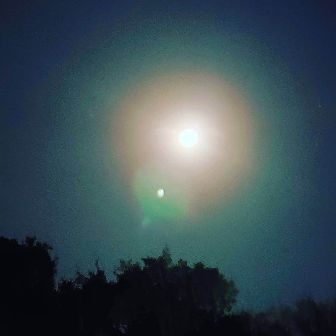 のインスタグラム：「Blue moon 🌚  何だか不思議な光り方でした✨  #ブルームーン #見ると幸せに #見てない方へ」