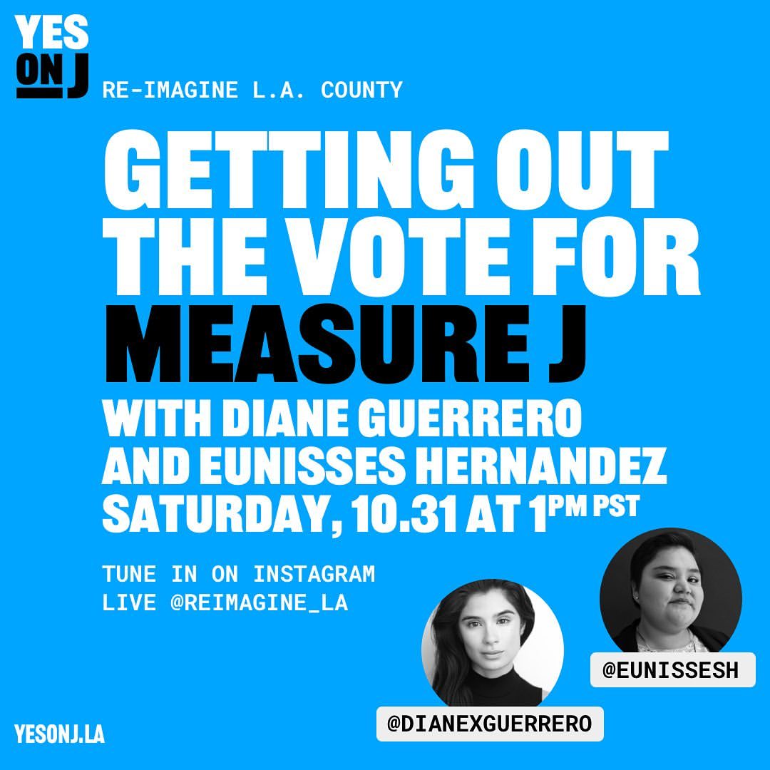 ダイアン・ゲレロのインスタグラム：「Tomorrow at 1pm I talk to @eunissesh with @reimagine_la about Yes on Measure J and why It’s one of the most important measures for LA County on the ballot this election. And of course actions for the next 3 days! It’s gonna be good. Tune in!!!」