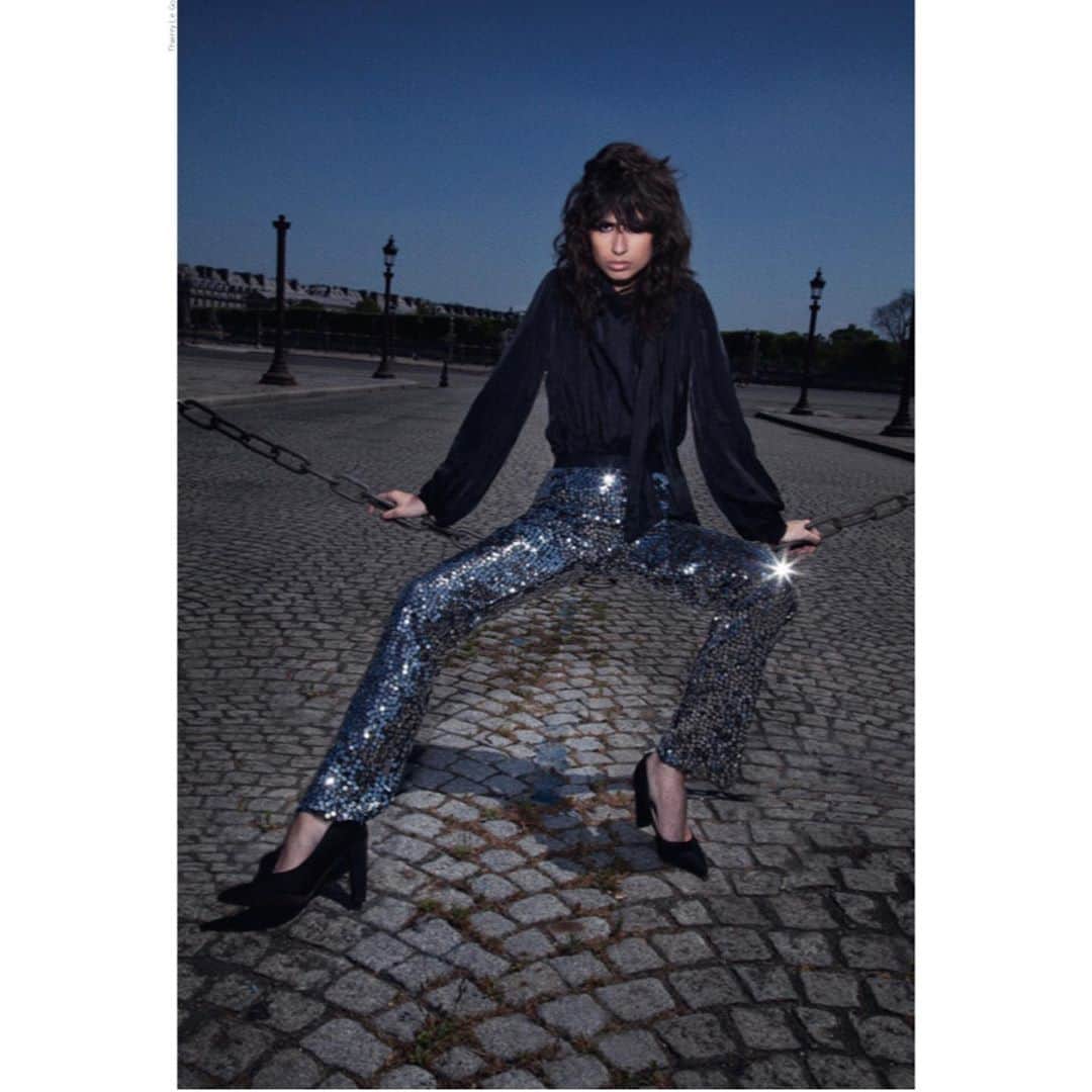 のインスタグラム：「✨✨✨ Sequinned Pants and black top in @frenchmagazineparis thank you  @frenchmagazineparis:  "⚡️DRESSED TO KILL⚡️PART 2 New Fashion Story in the Fall Winter @frenchmagazineparis named « WHAT’S GOING ON? »   __ Photo @thierrylegouesofficial  Style @jeannefriot  Hair @henryolivierhair  Make up @delphine.ehrhart  Model @anaarto  Photo assistants @nathan_zaoui_ & Jeremy Tellier Production Cream & Sugar __ #FrenchMagazine #FrenchMagazineParis #Fashion #FashionMagazine #PhotographyMagazine #Fashion #fashionissue #FashionStory #Photography #Shooting #shootingphotography #FallWinter2020 #FW20 #Paris #Balmain #Dior #Chanel #LouisVuitton #Prada #Gucci #ThierryLeGoues #Jeannefriot #AnaArto #DelphineEhrhart"  (via #InstaRepost @AppsKottage)」